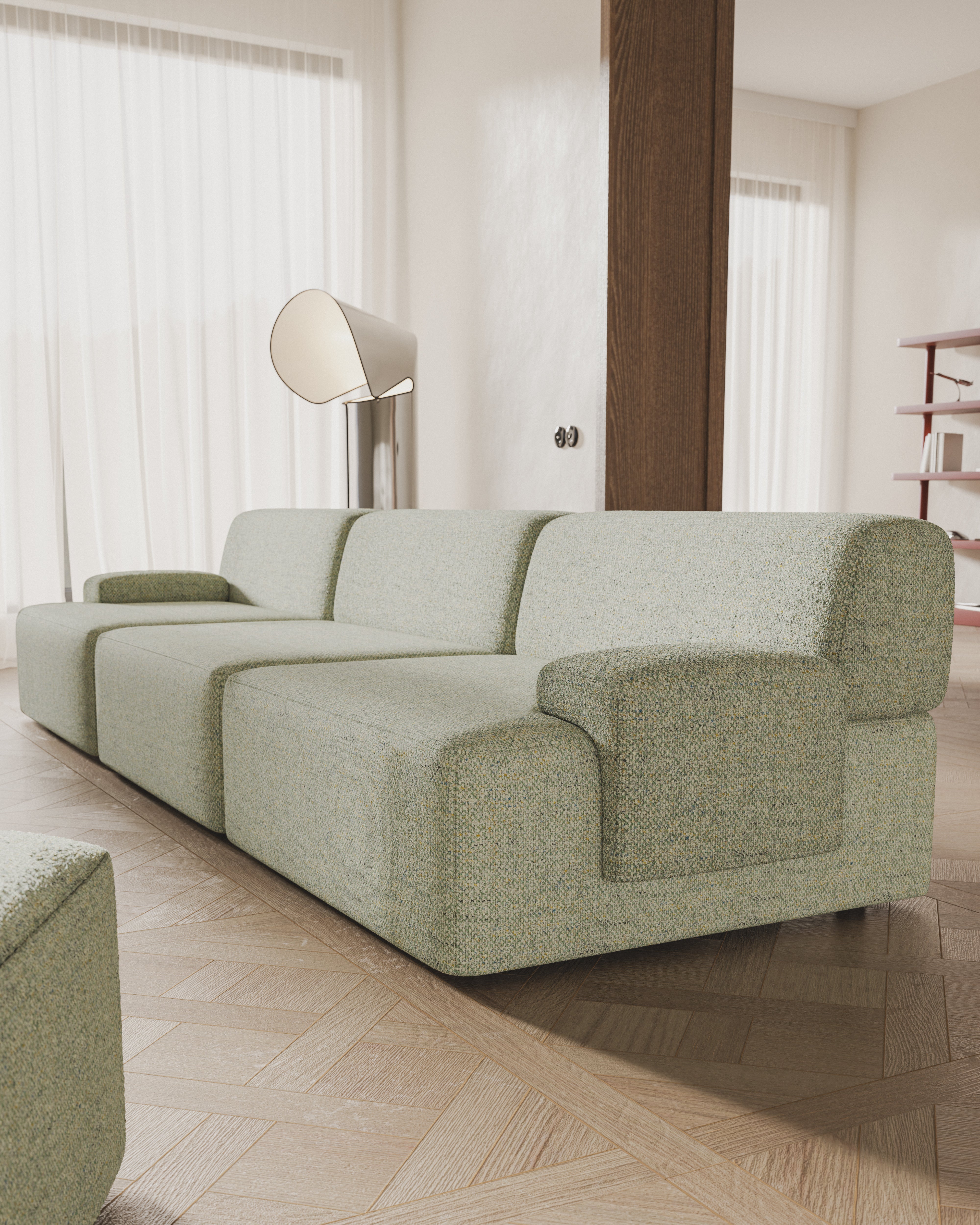 3-seater modular sofa light green [Amelia]