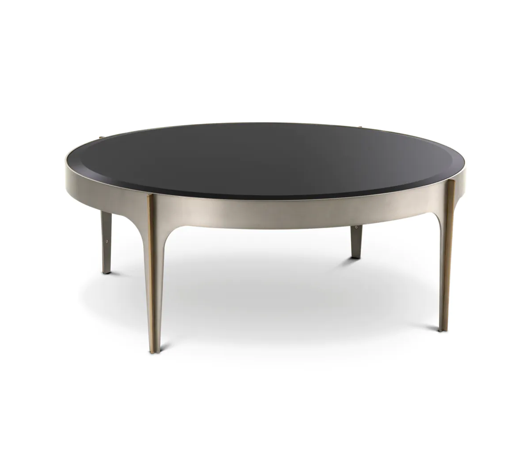 Artemisa coffee table, black glass with a steel base