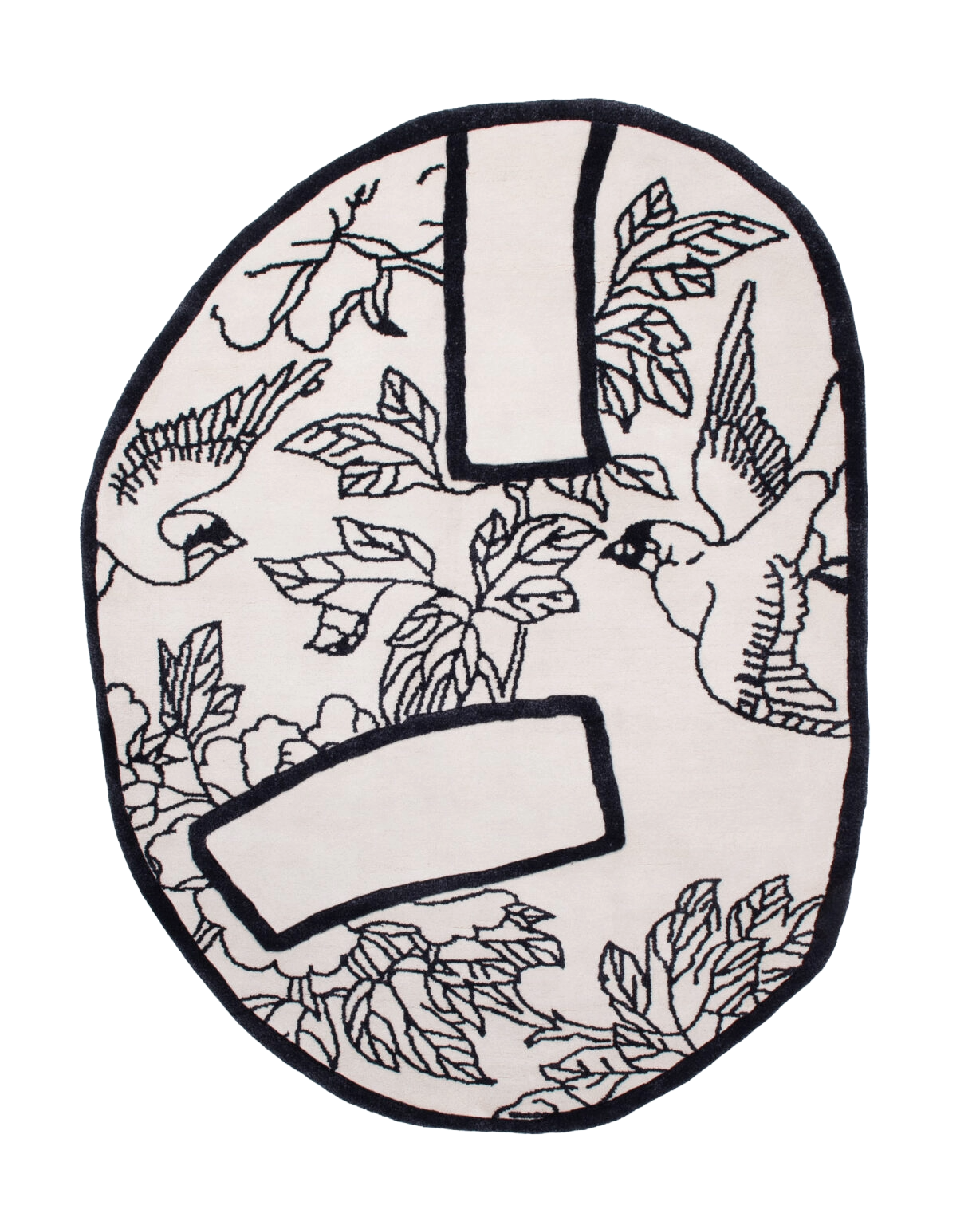 Decorative oval rug SHAPE OF A BREAK black