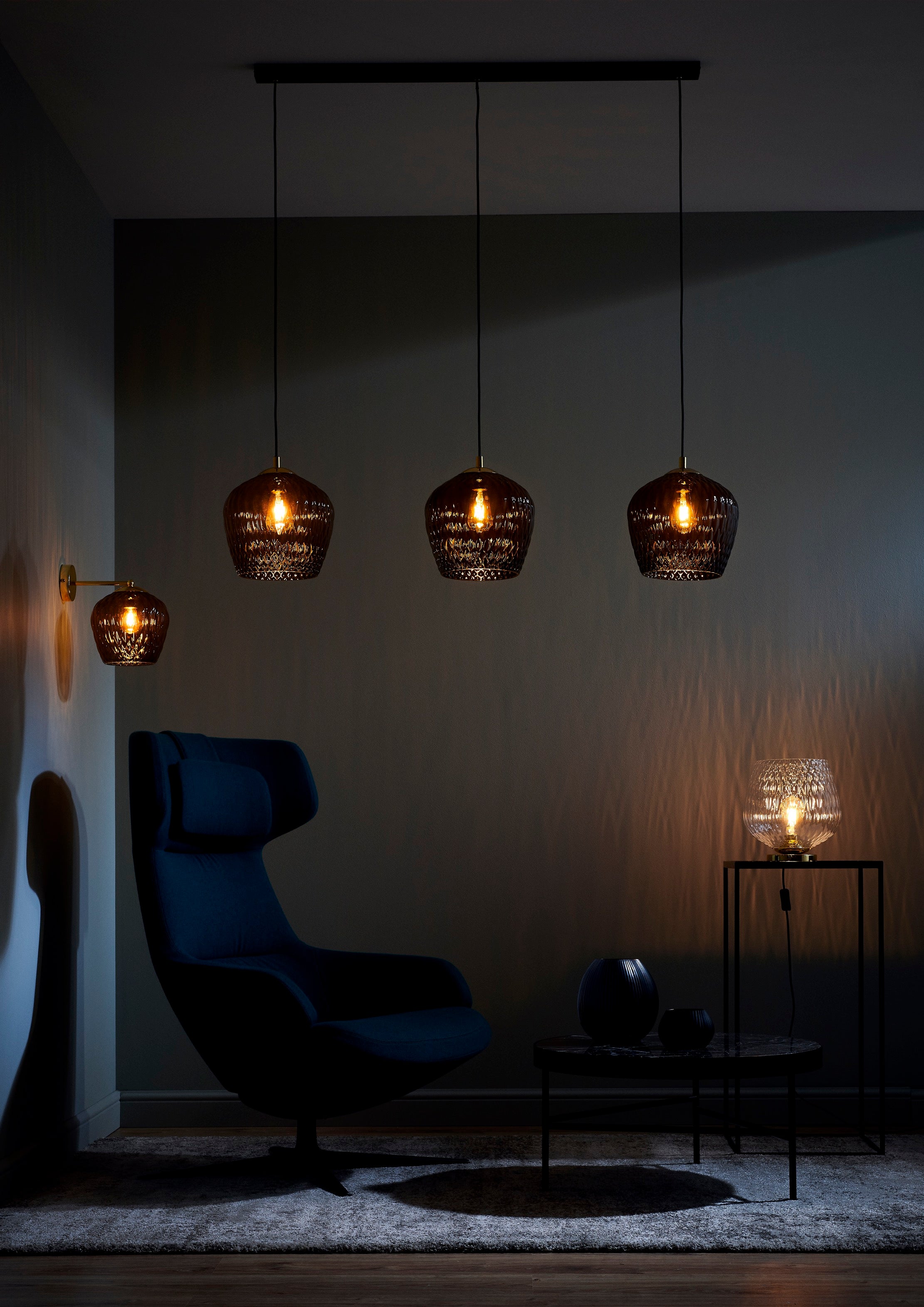 VENUS wall lamp graphite glass with gold