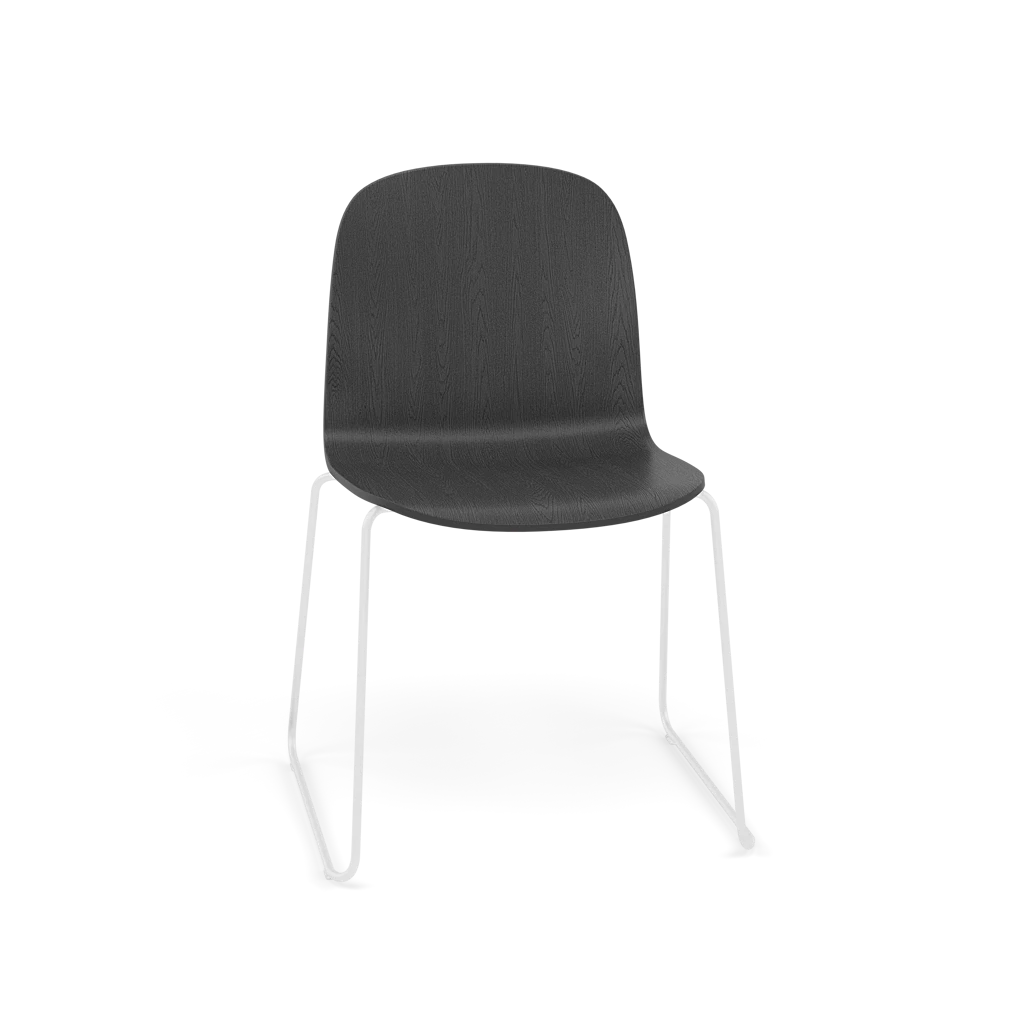 Stuhl VISU in Schwarz mit einem Stahlgestell in Kufenform