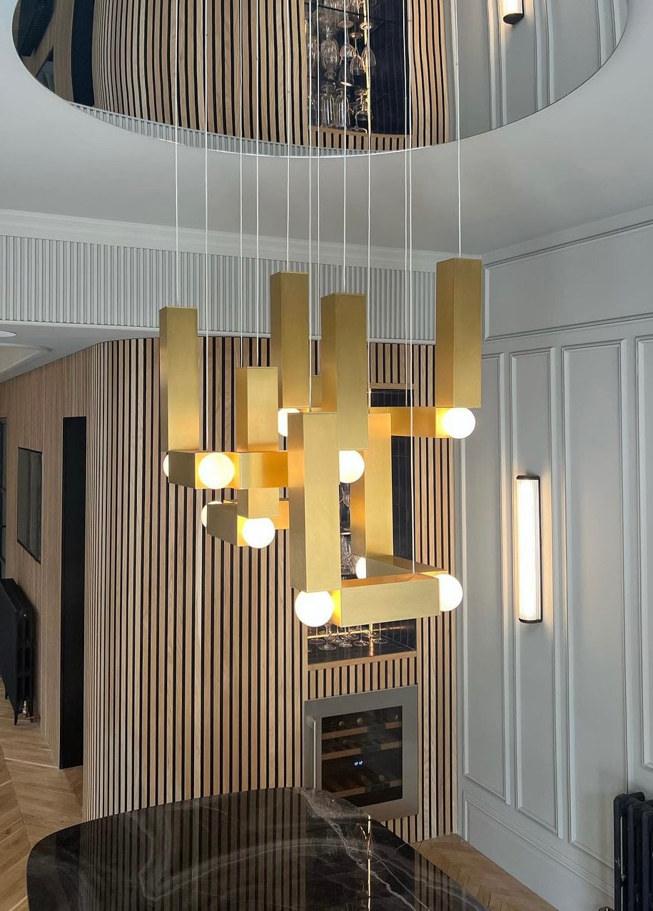 Pendelleuchte VESPER QUATTRO mit opalisiertem Schirm und silbernem Finish