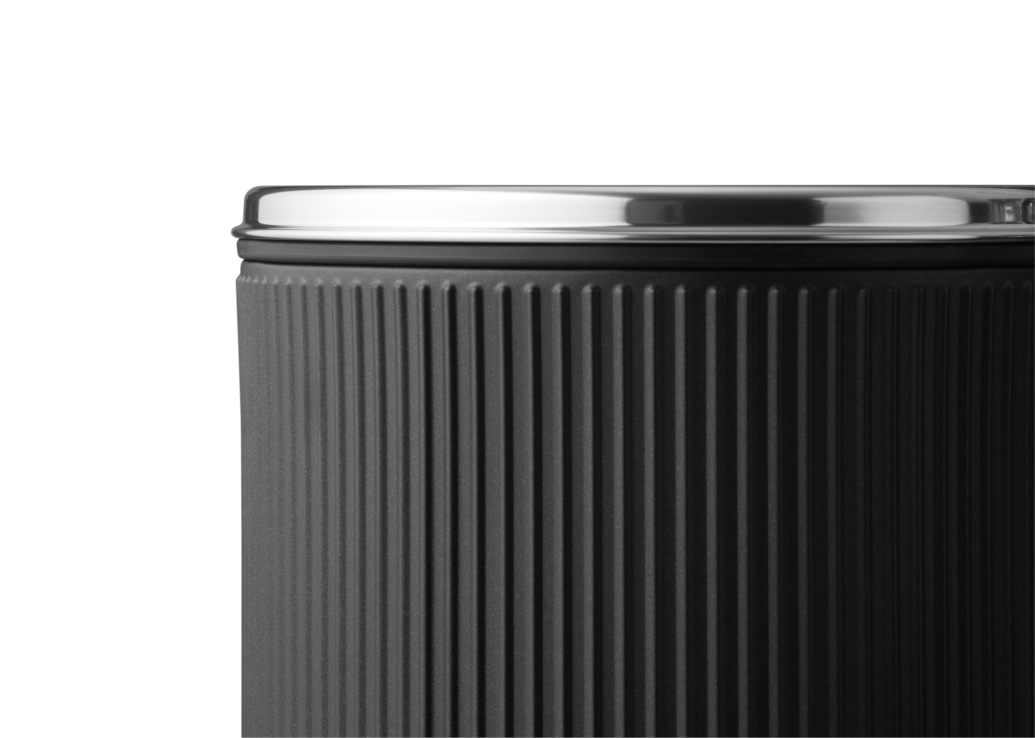 Müllbehälter OPEN TOP schwarz mit silbernem Deckel