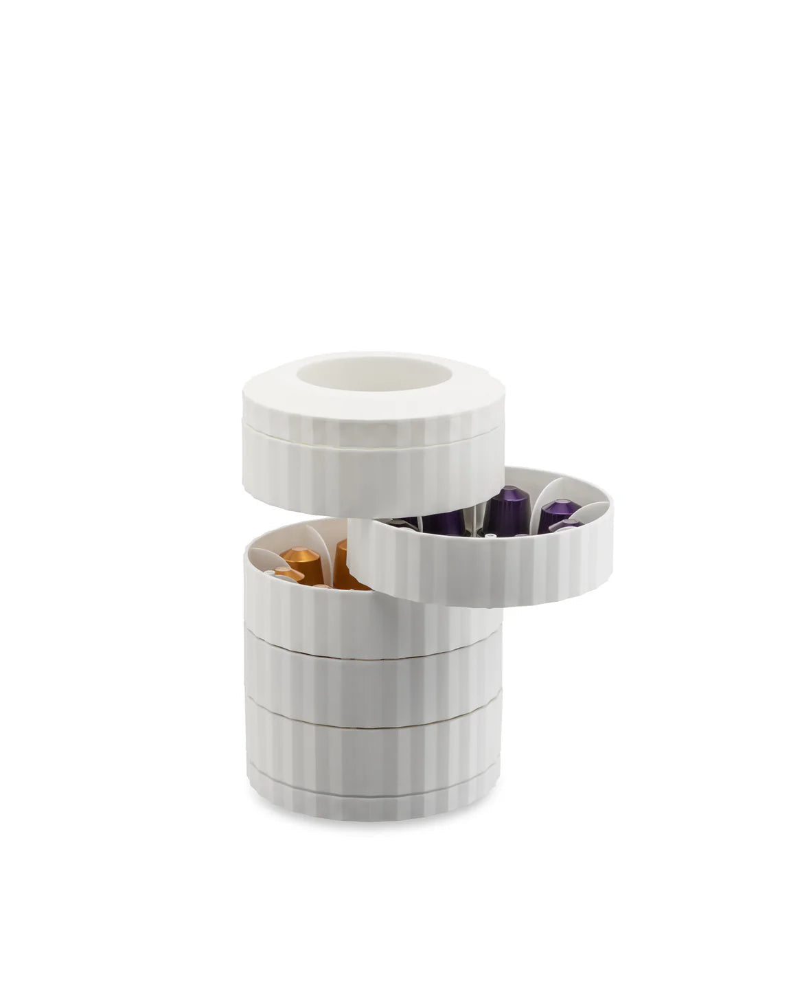 White Plissé Coffee Capsule container