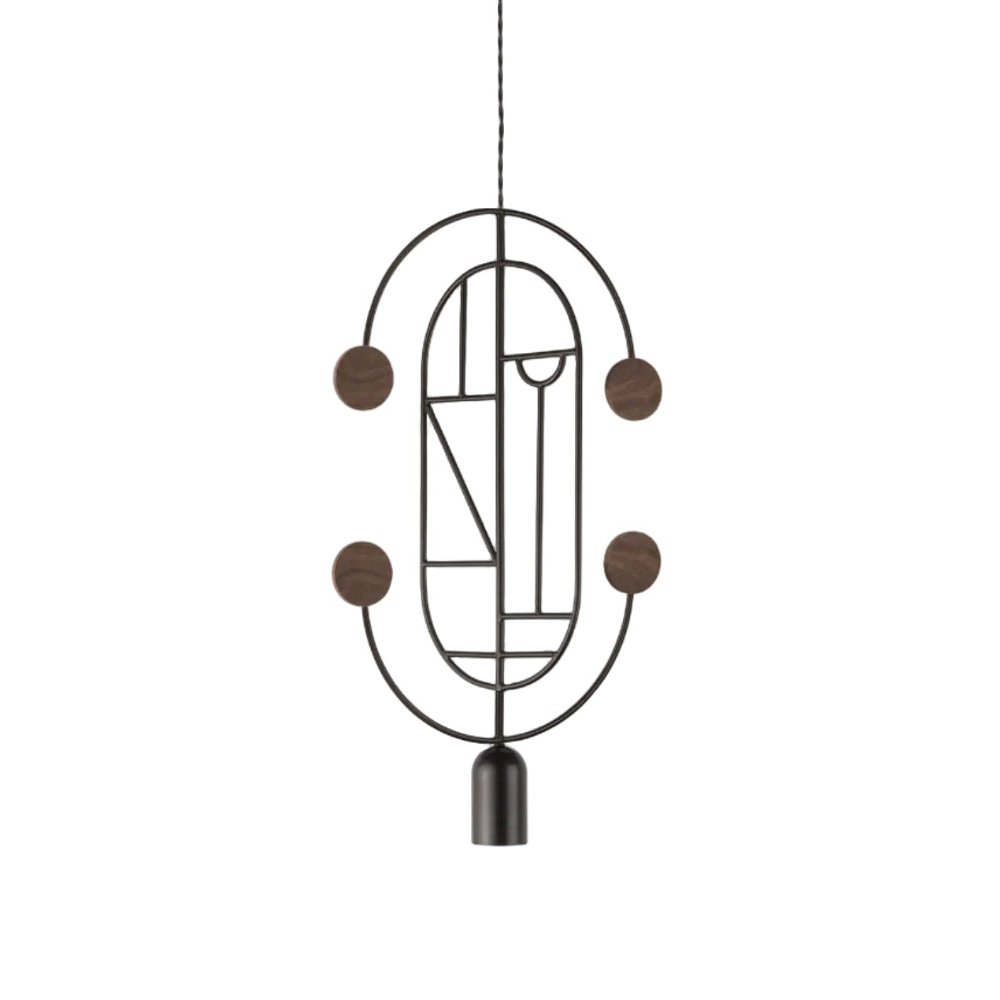 WOODEN DOTS WDS04 pendant lamp in graphite with walnut wood