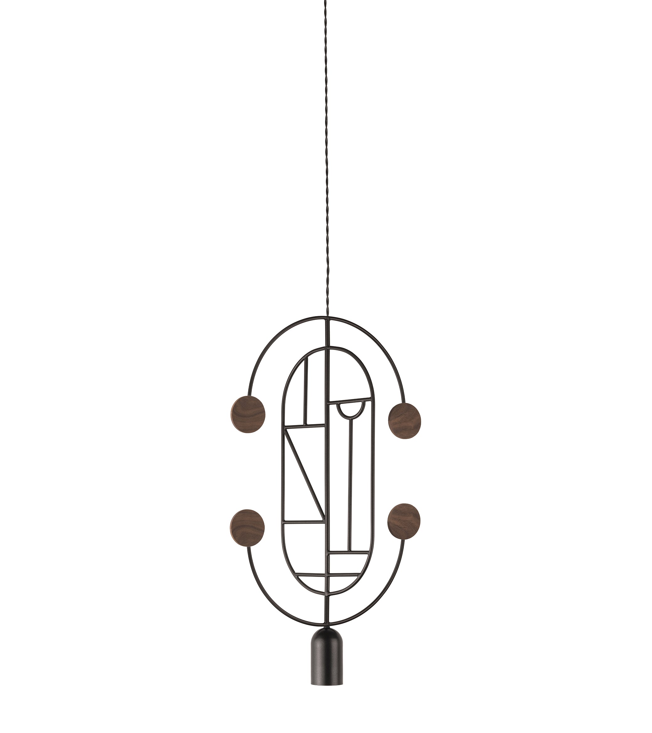 WOODEN DOTS WDS04 pendant lamp in graphite with walnut wood