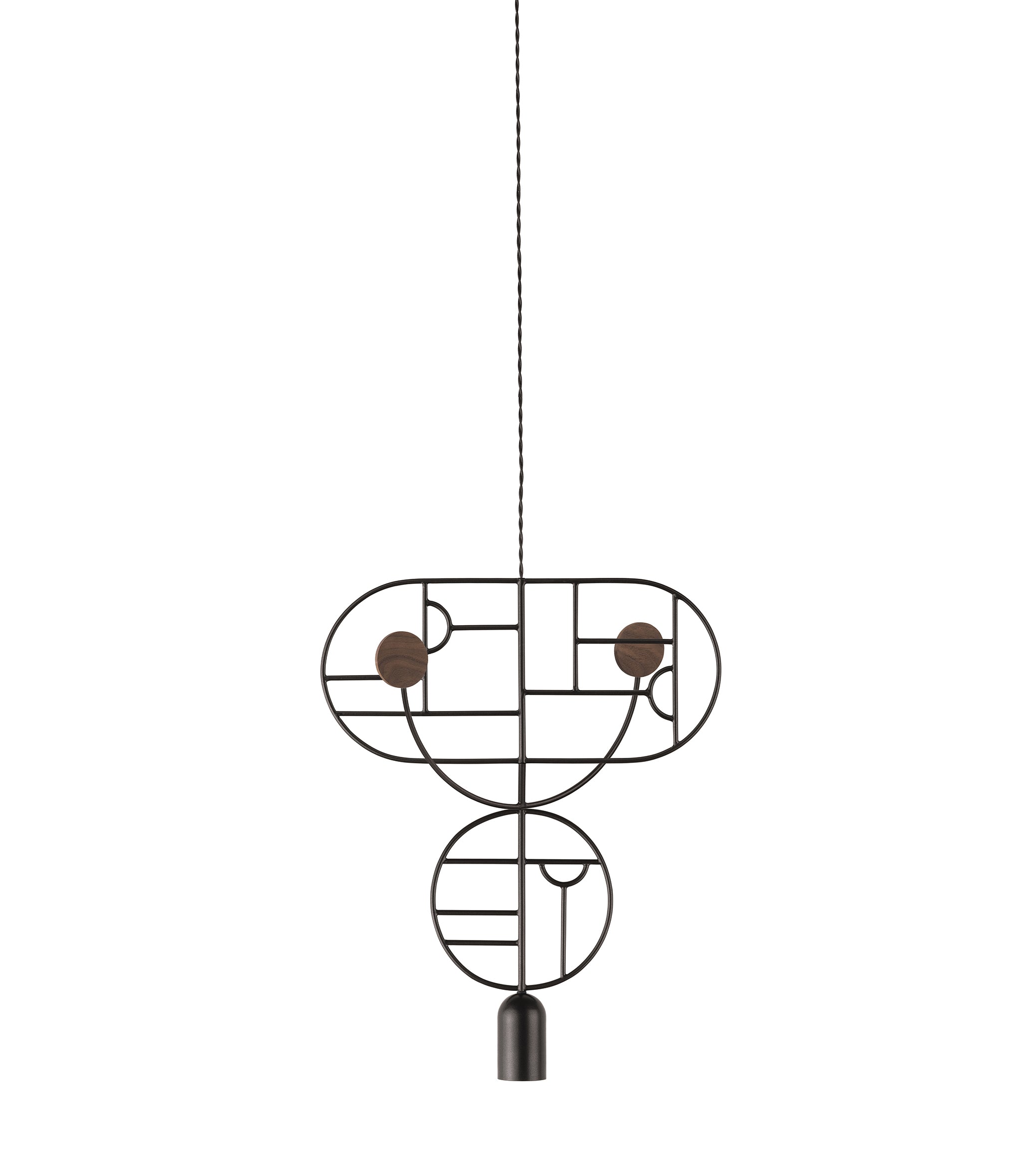 WOODEN DOTS WDS07 pendant lamp in graphite with walnut wood