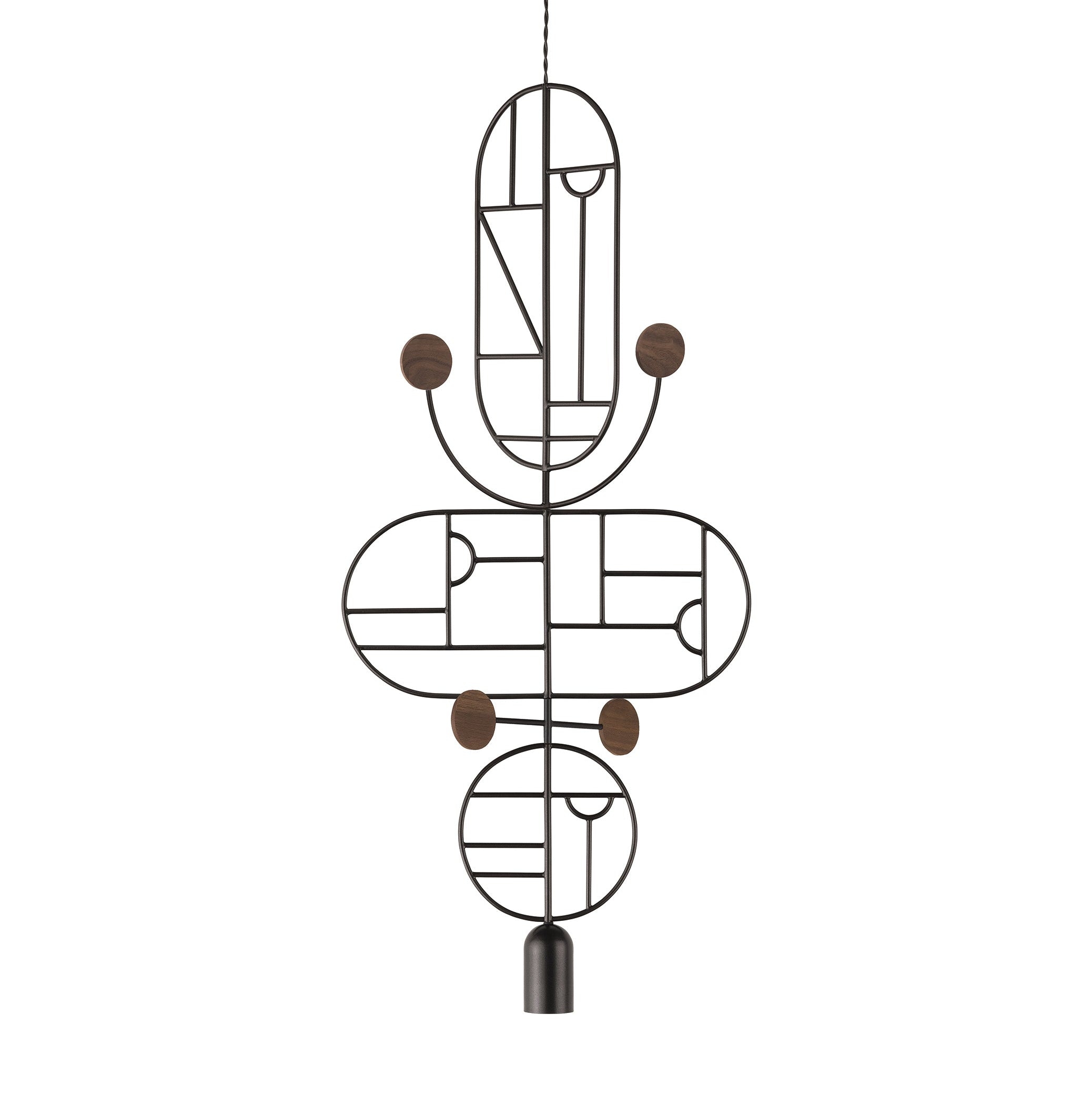 WOODEN DOTS WDS15 pendant lamp in graphite with walnut wood