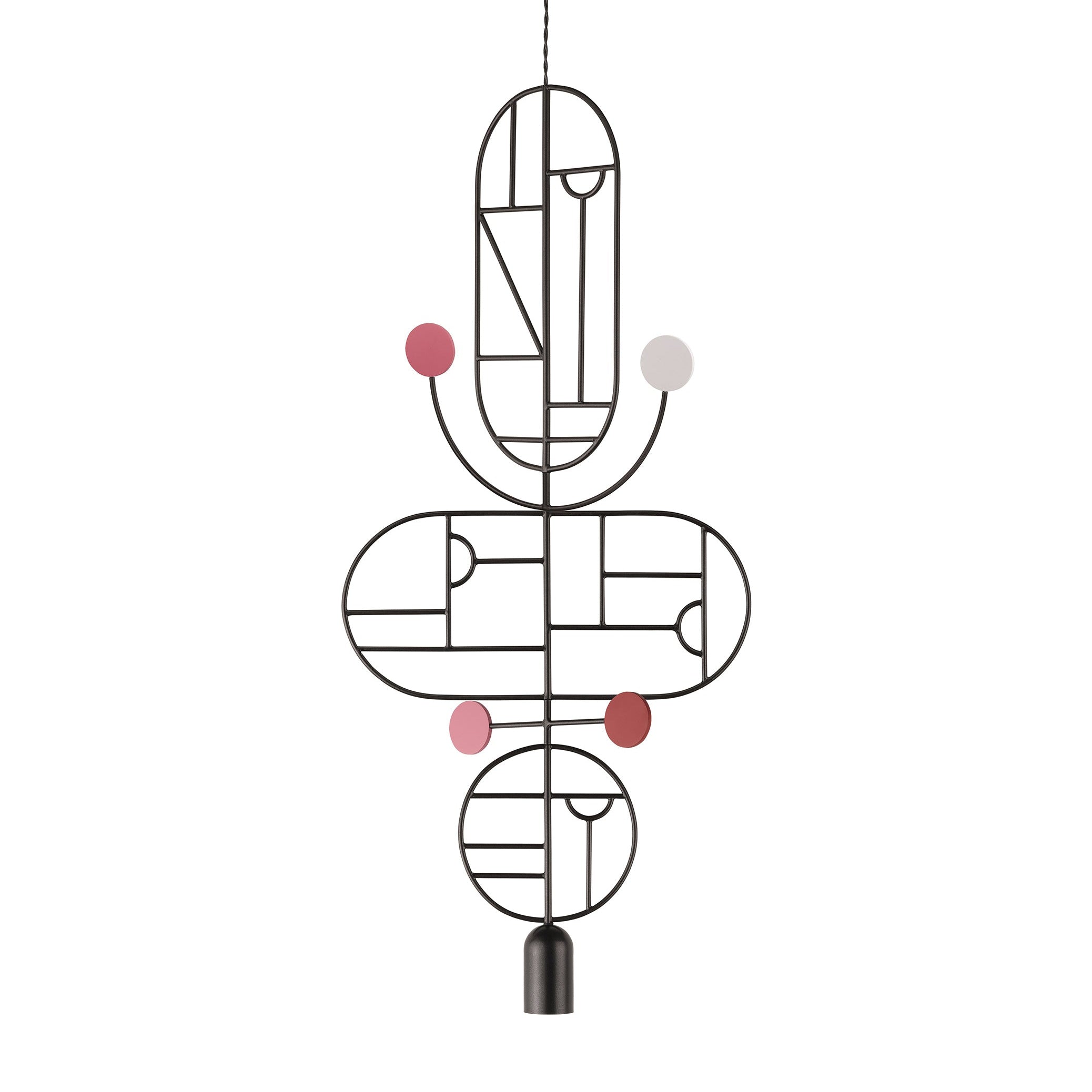 WOODEN DOTS WDS15 Pendant Lamp in Graphite with Shades of Red and White