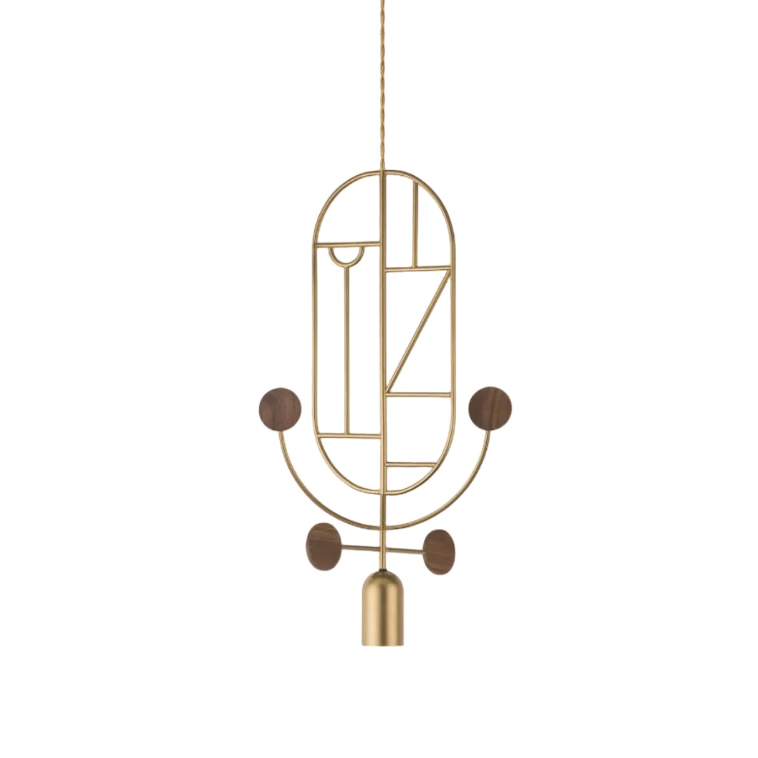 WOODEN DOTS WDS05 Pendant Lamp in Brass with Walnut Wood