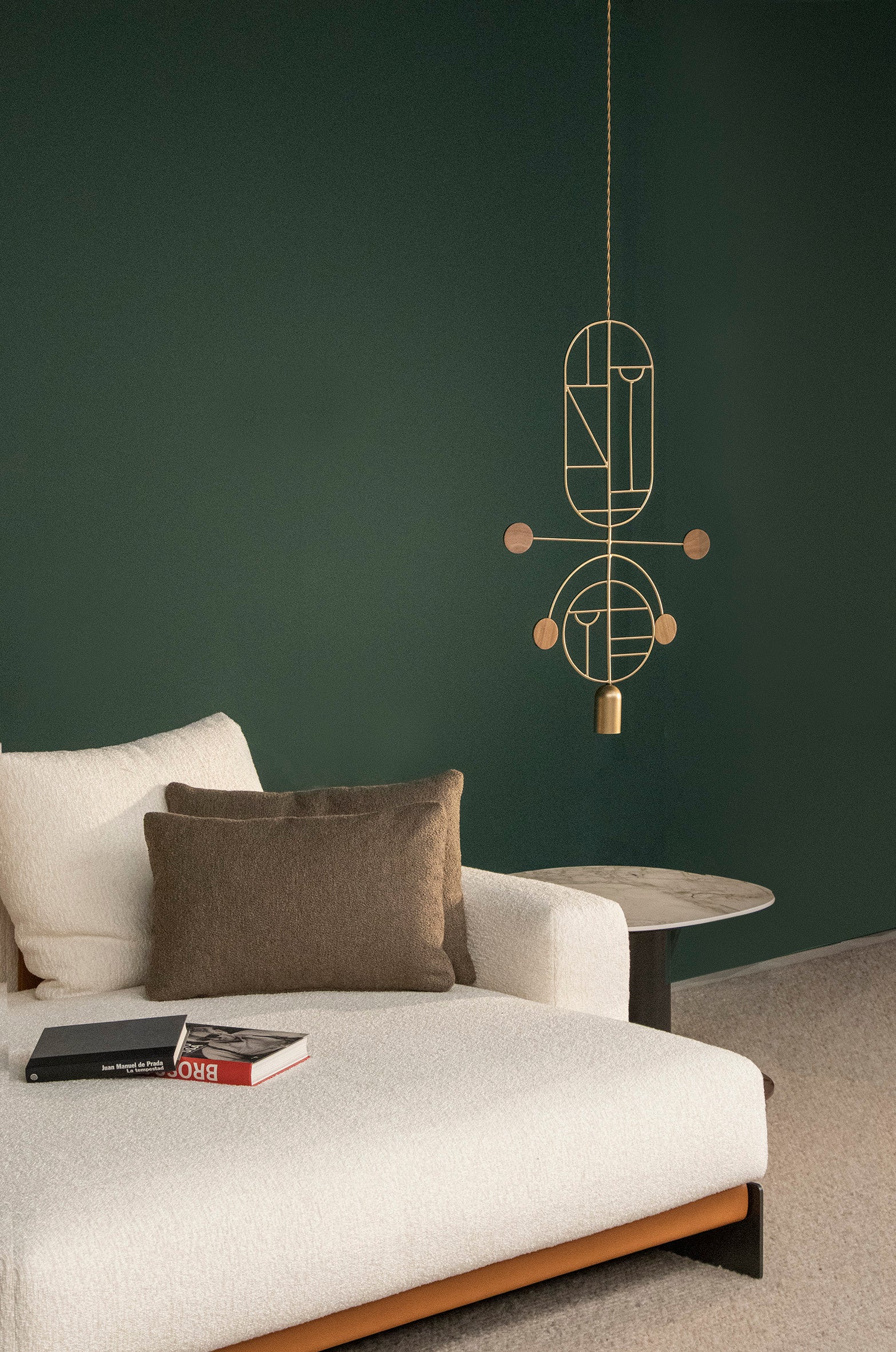 Pendelleuchte WOODEN DOTS WDS08 messing mit Weiß und Blau