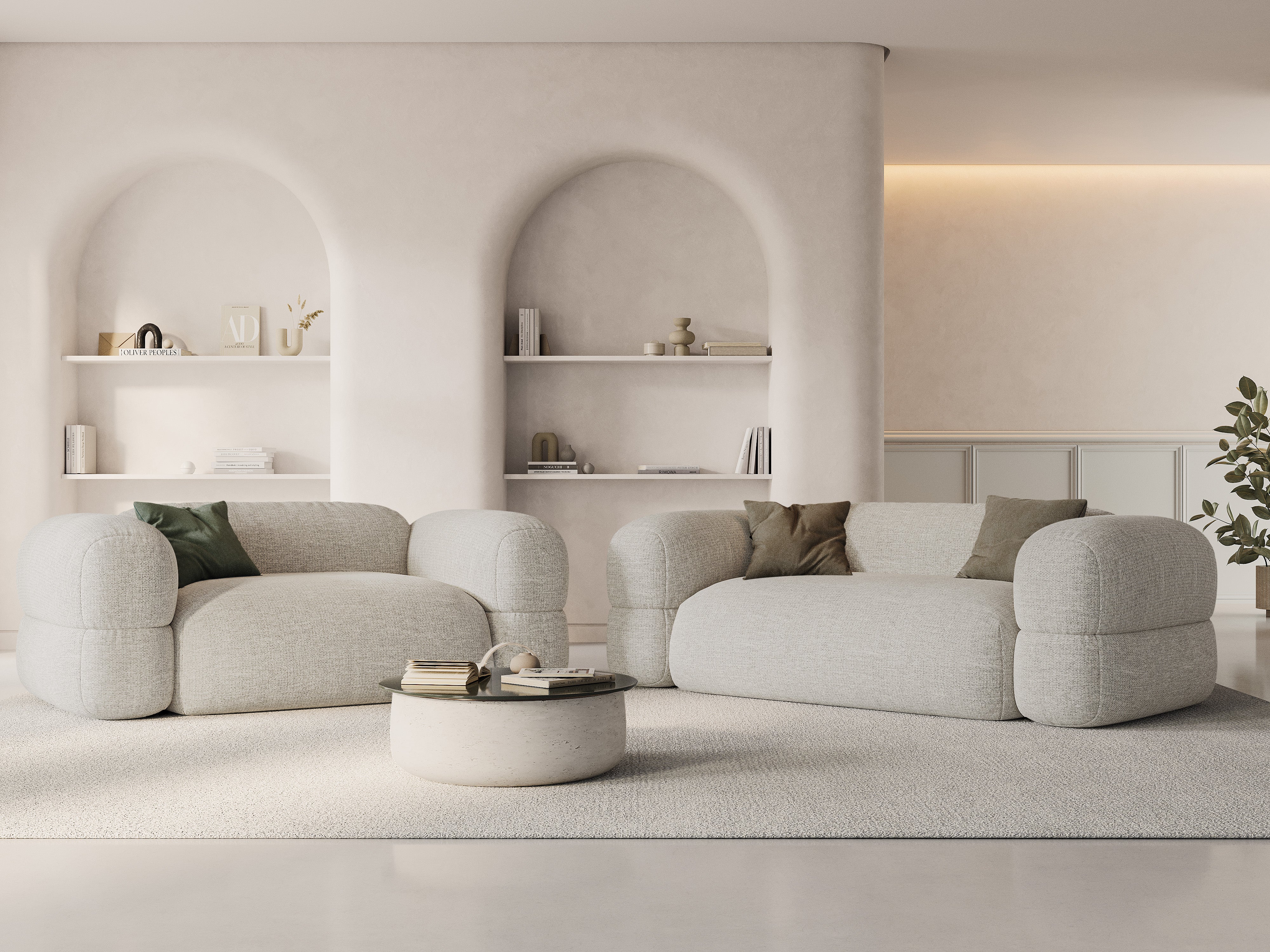 2-seater Sofa ROGER beige chenille