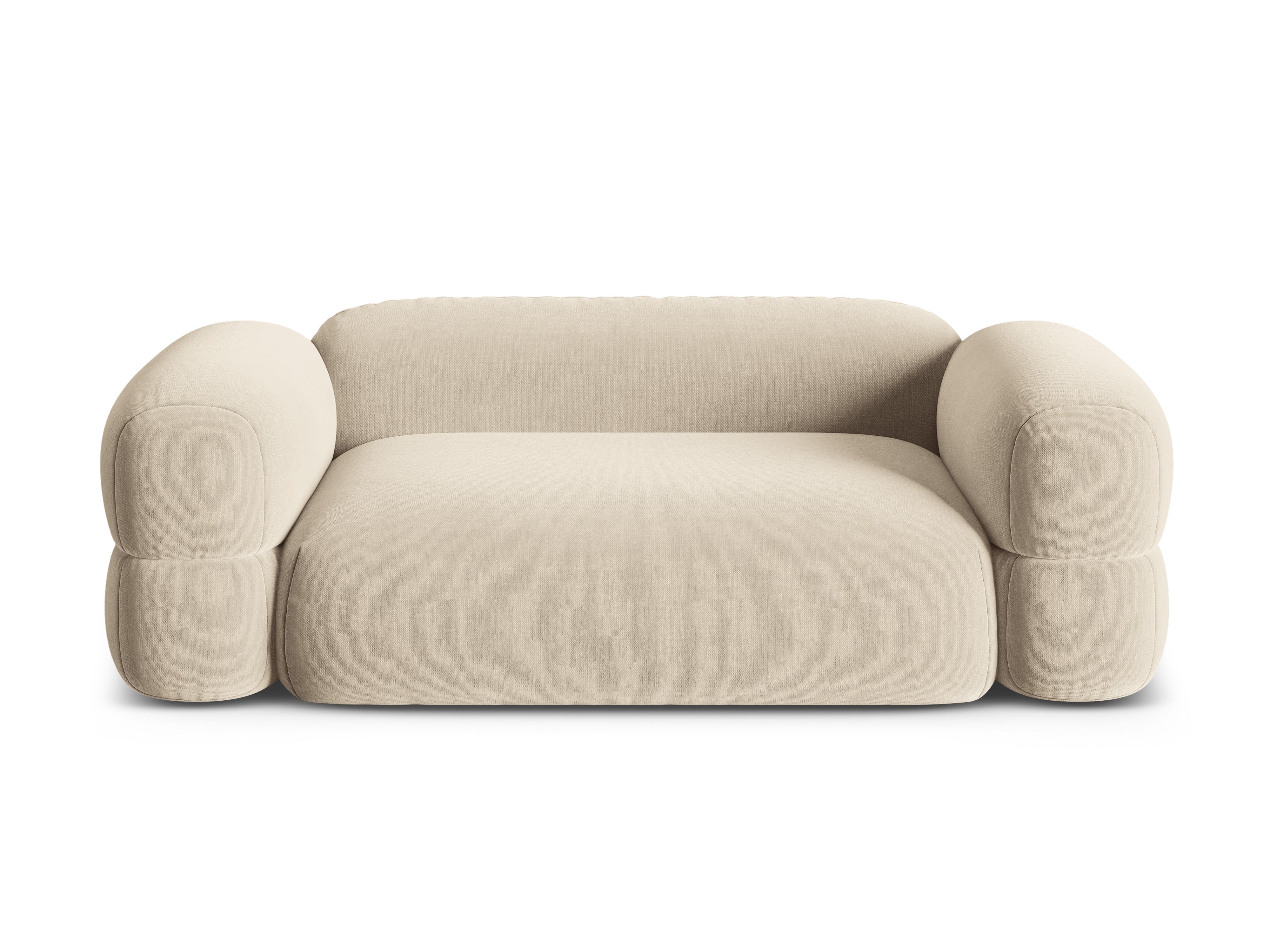 Velvet 3-Seater Sofa ROGER Light Beige