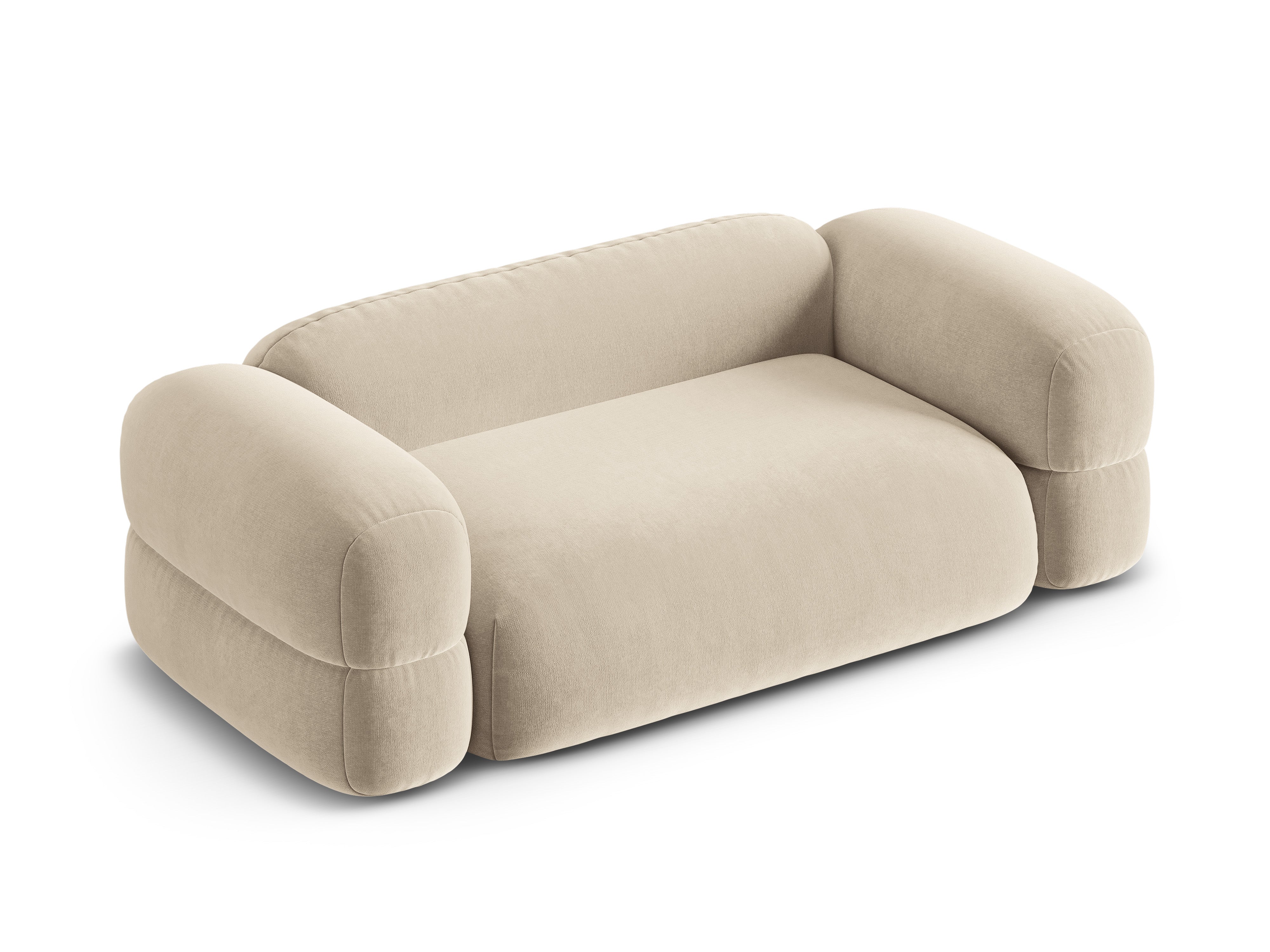 Velvet 3-Seater Sofa ROGER Light Beige