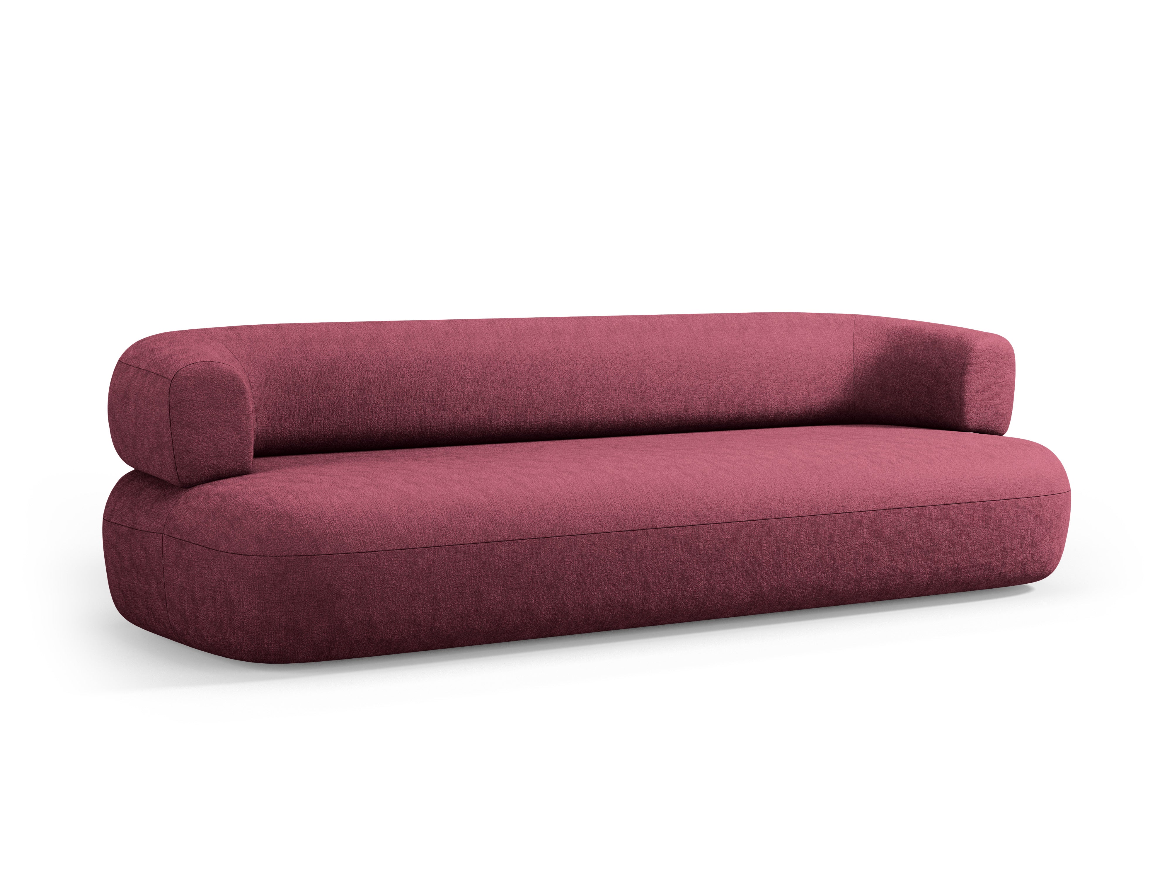 Sofa für 3,5 Personen ALDRIN in karminrotem Chenille