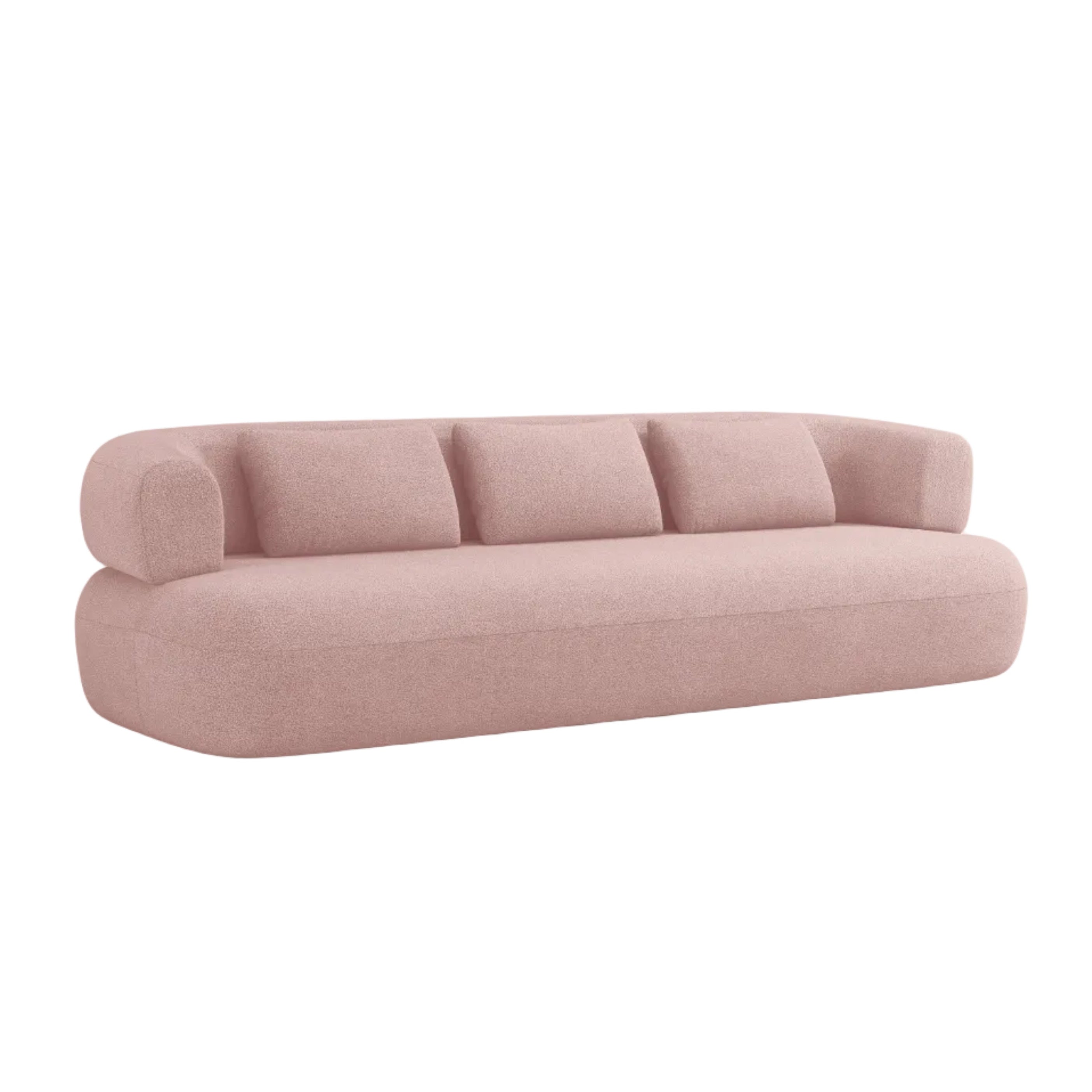 Sofa für 3,5 Personen ALDRIN in pudrigem Rosa Boucle