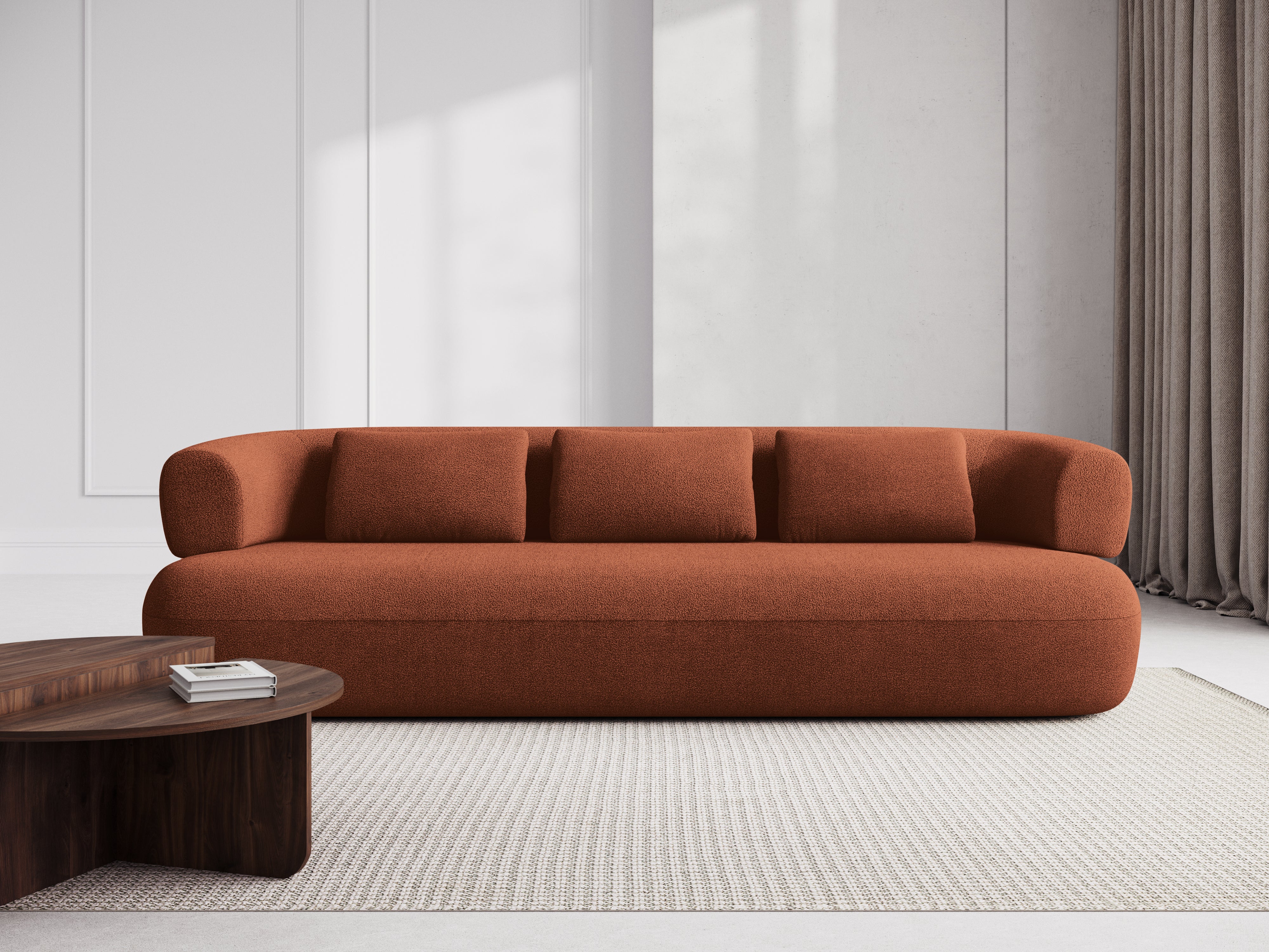 Sofa für 3,5 Personen ALDRIN in ziegelrotem Boucle