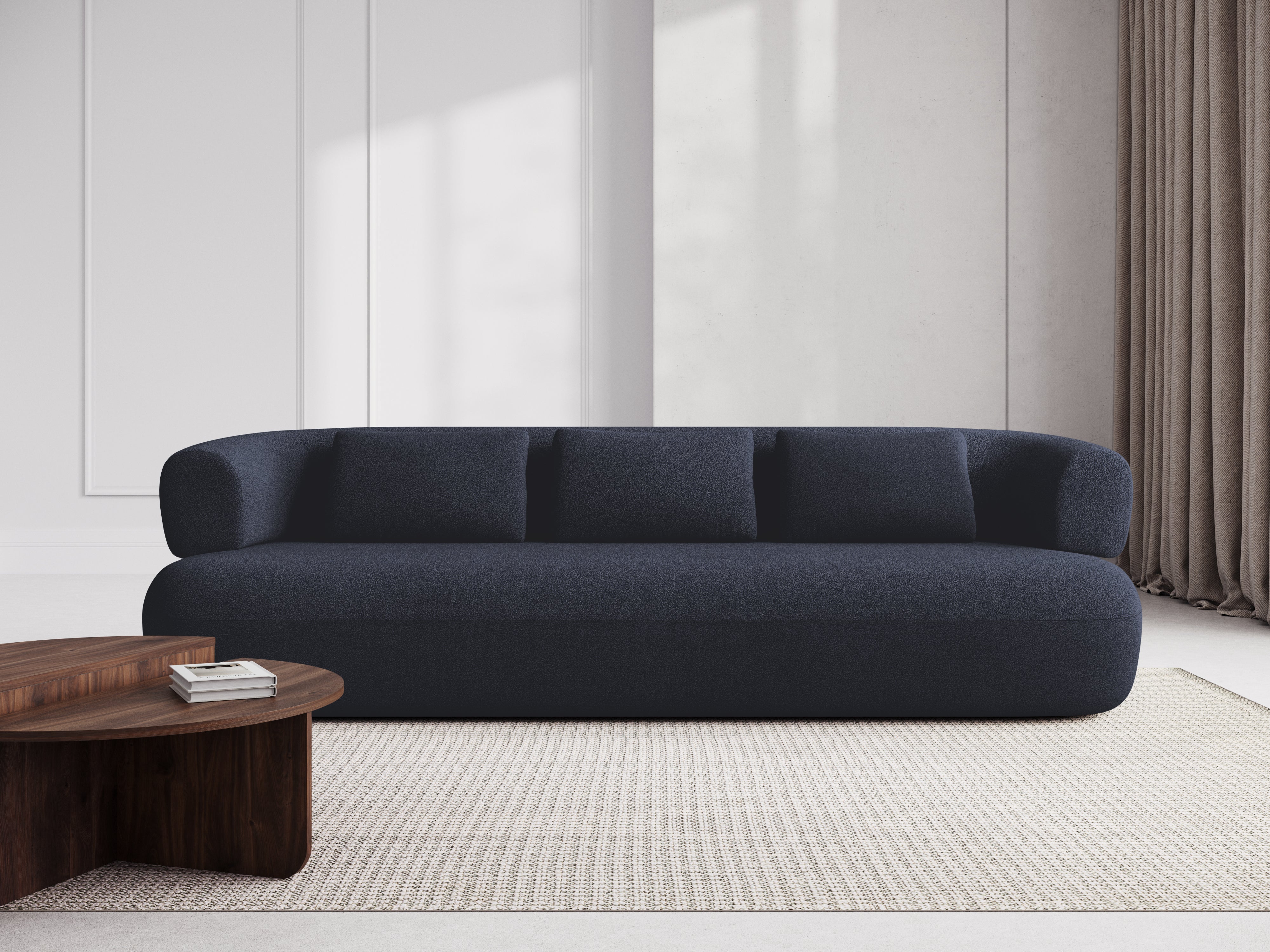 Sofa für 3,5 Personen ALDRIN in blauer Boucle