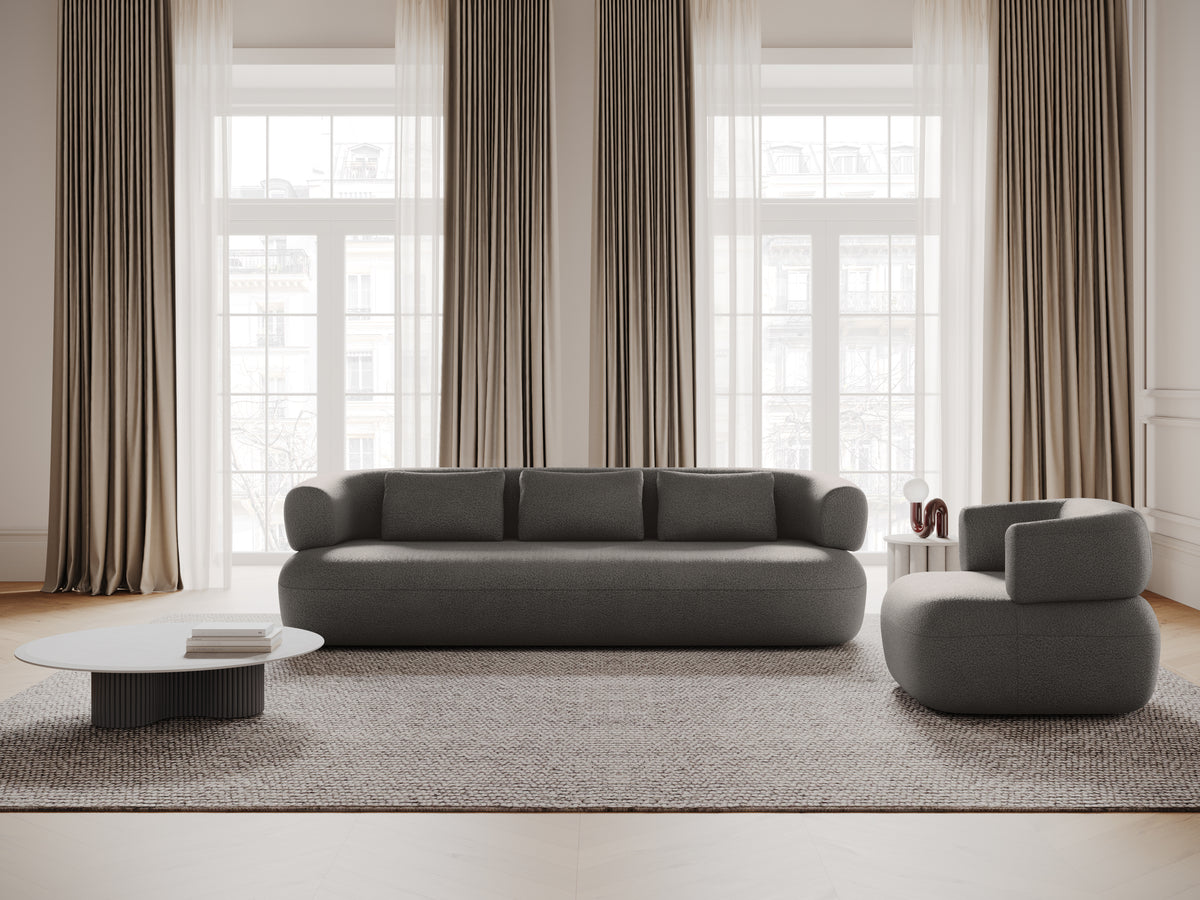3-sitziger linker Ecksofa ALDRIN in hellgrauem Boucle