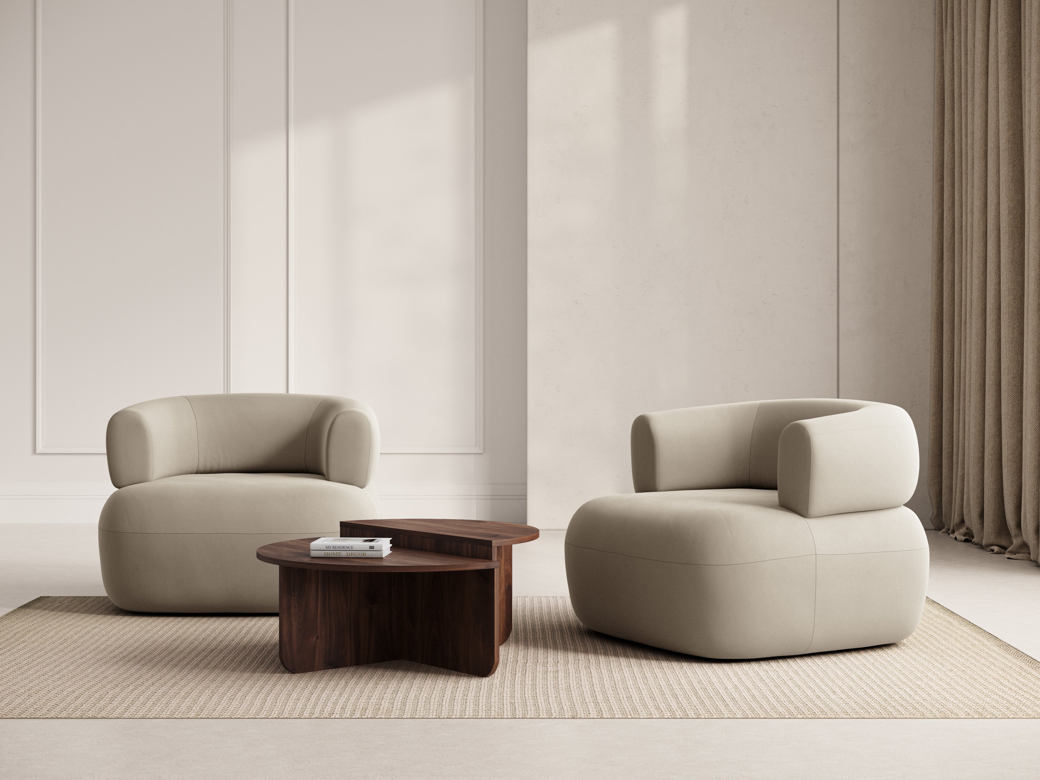 Samt-Sessel ALDRIN in Beige