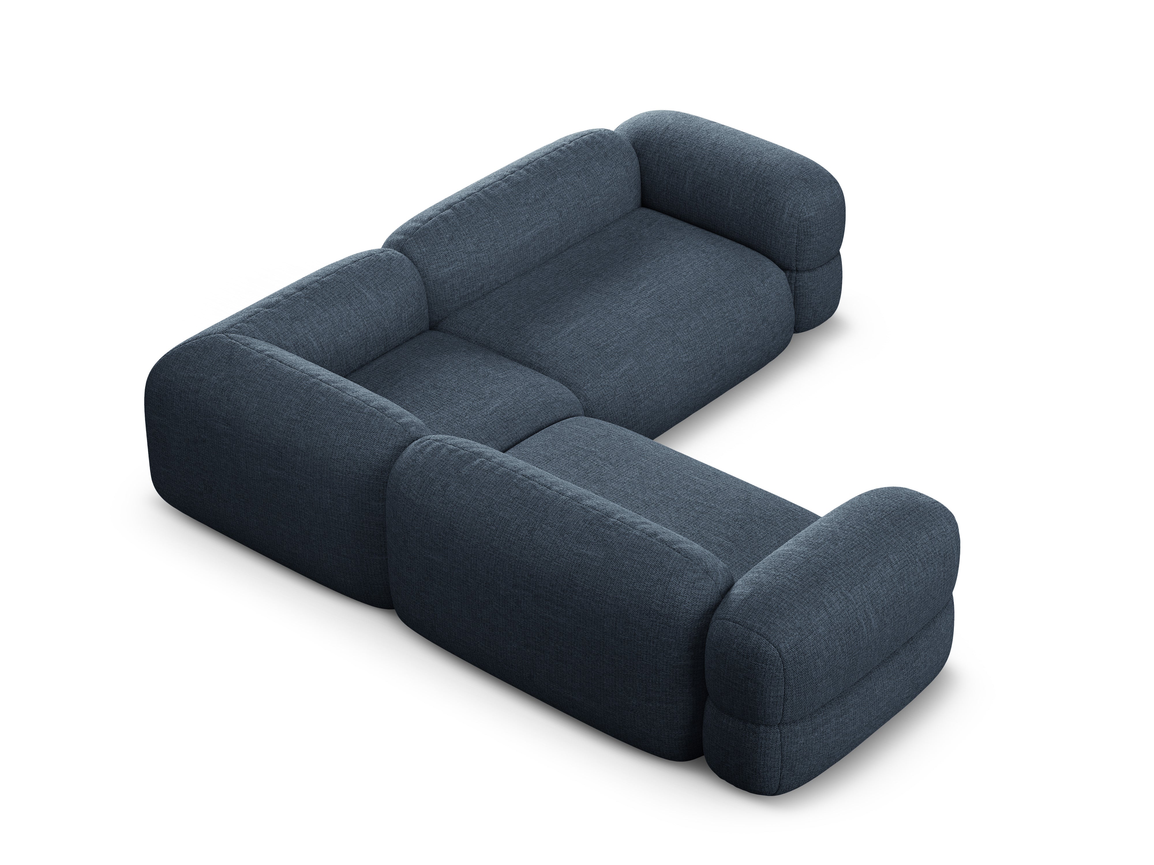 Symmetrische Eckcouch ROGER dunkelblauer Chenille
