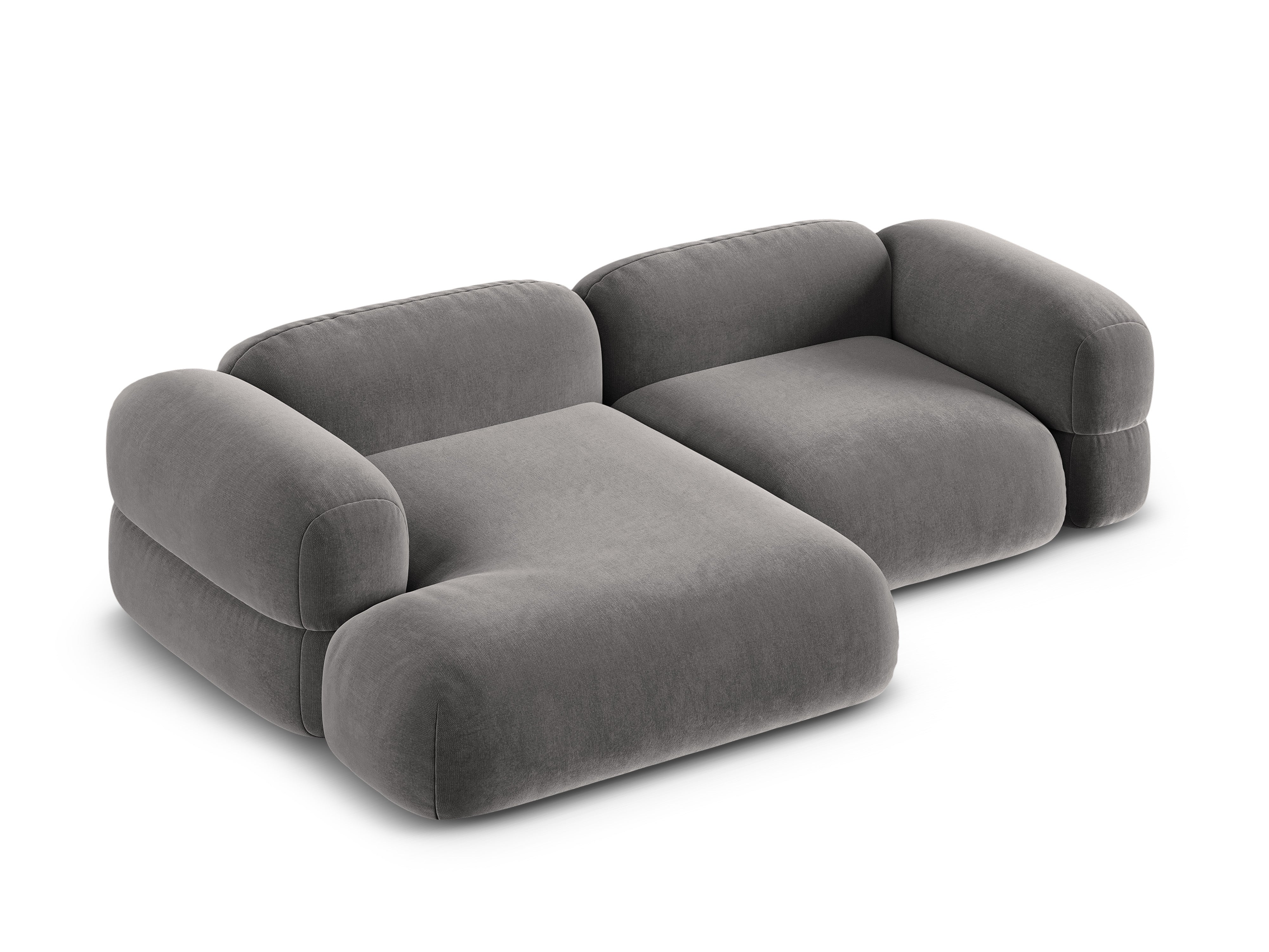 Samt-Ecksofa links ROGER grau