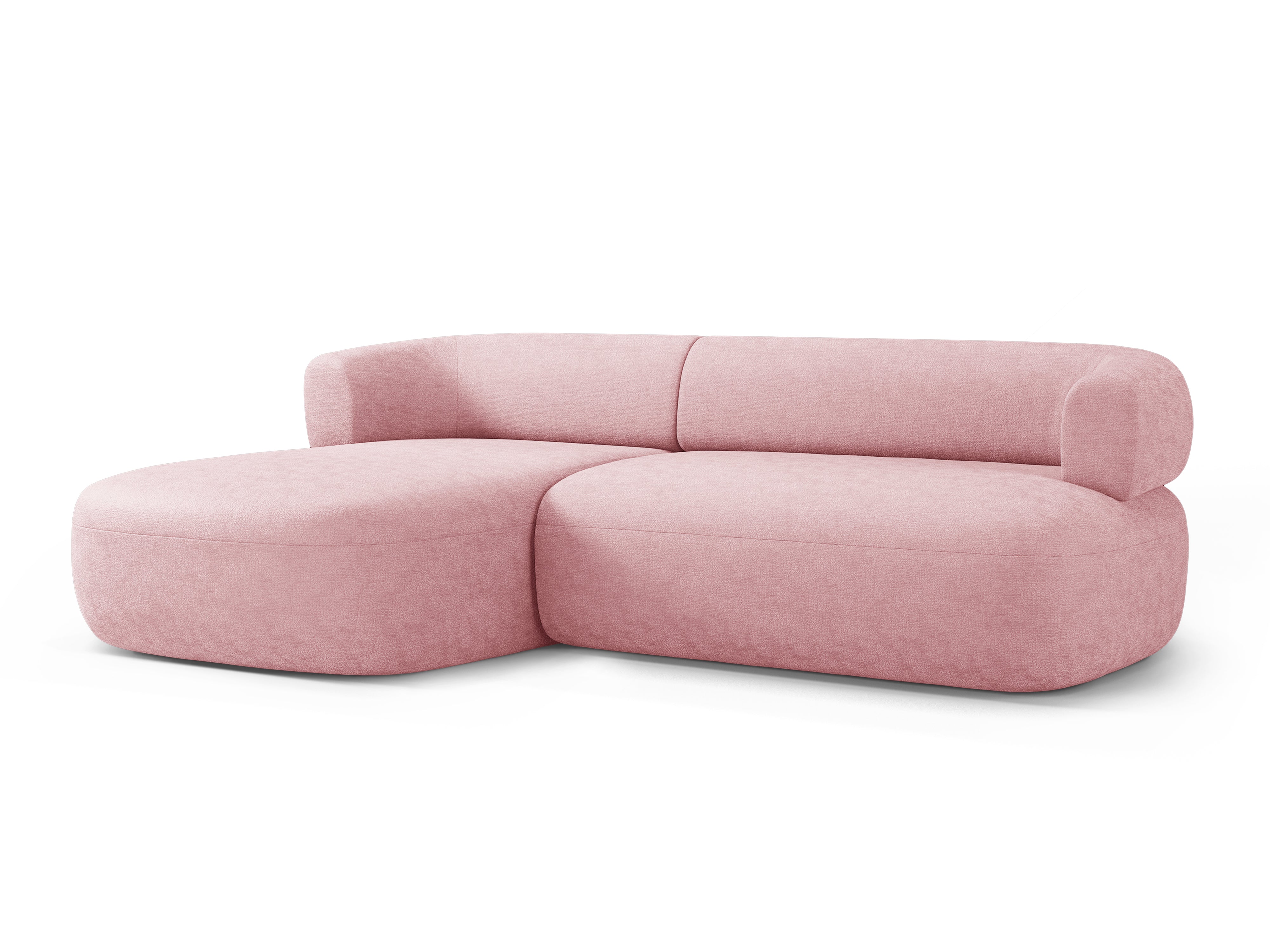 3-sitzige linke Eckcouch ALDRIN in rosa Chenille