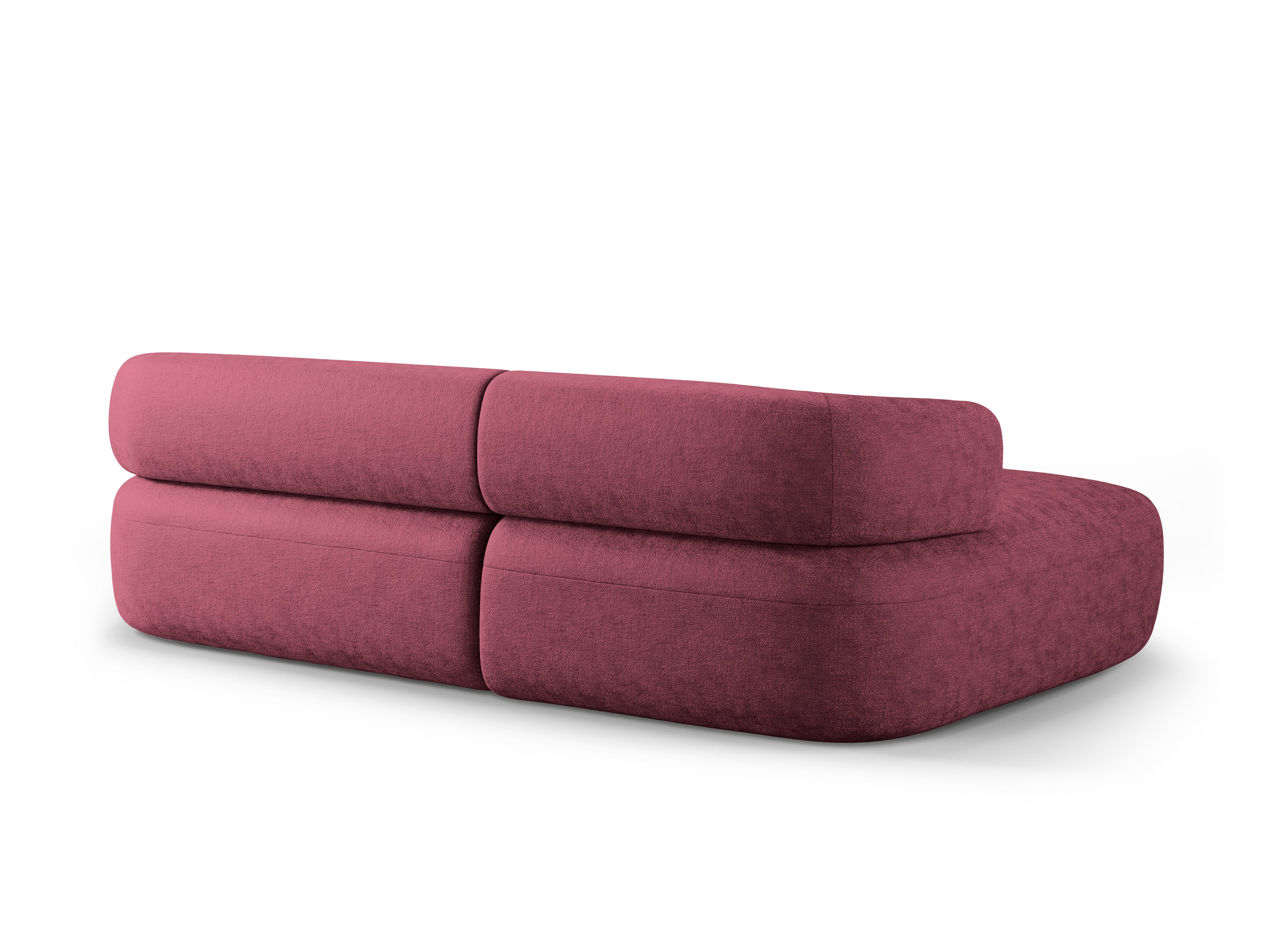 3-sitziger linker Ecksofa ALDRIN in karminrotem Chenille
