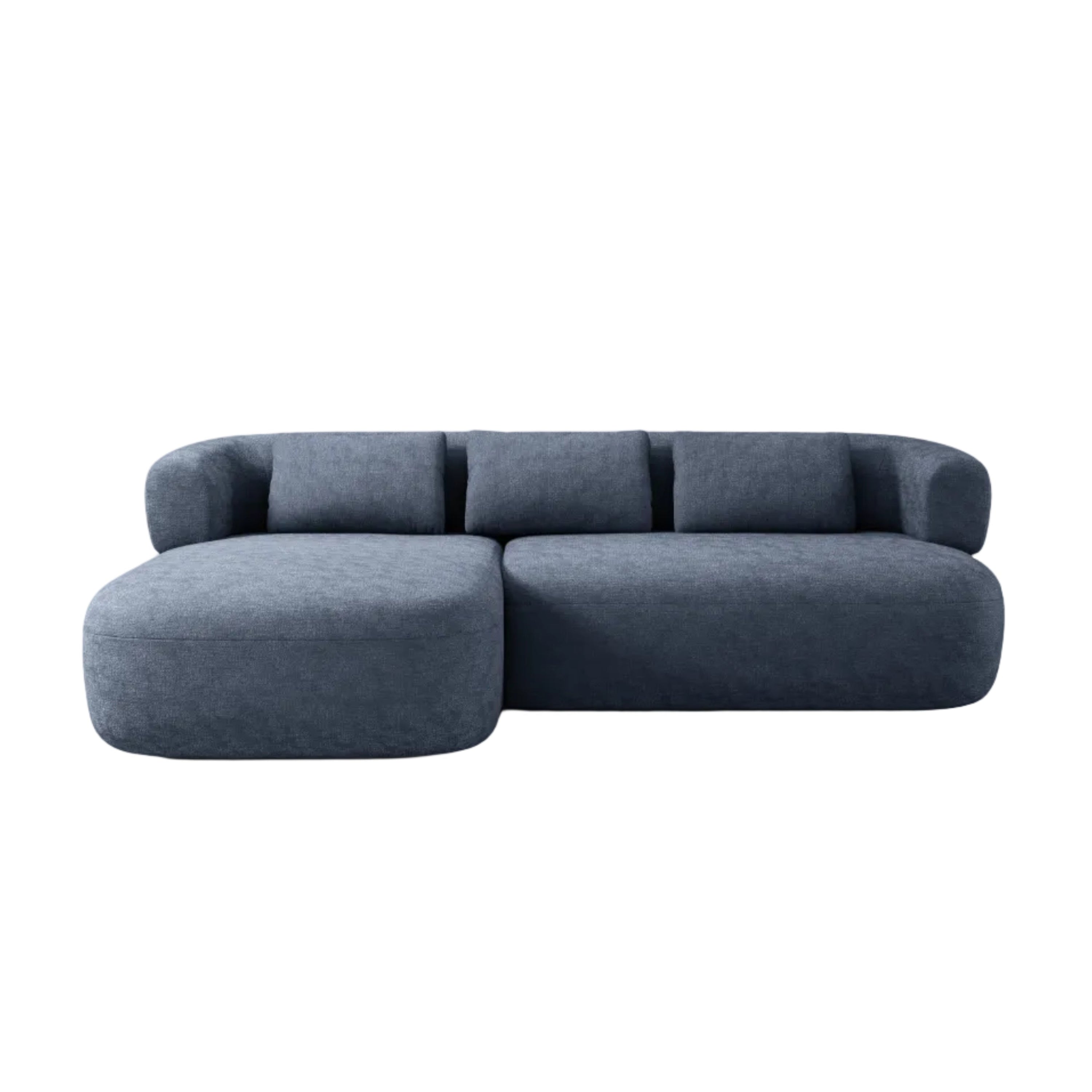 3-sitziger linker Ecksofa ALDRIN in marineblauem Chenille