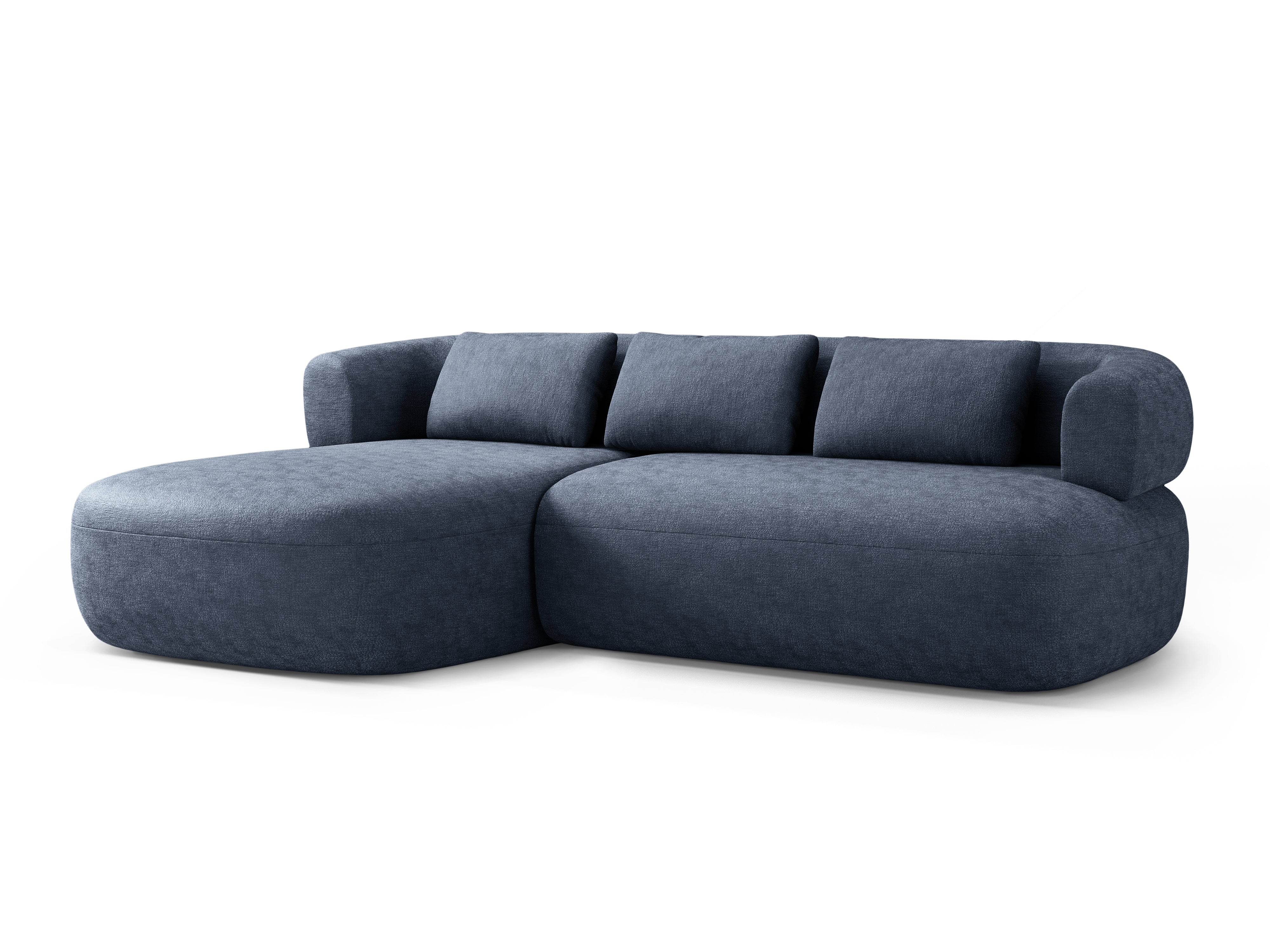3-sitziger linker Ecksofa ALDRIN in marineblauem Chenille