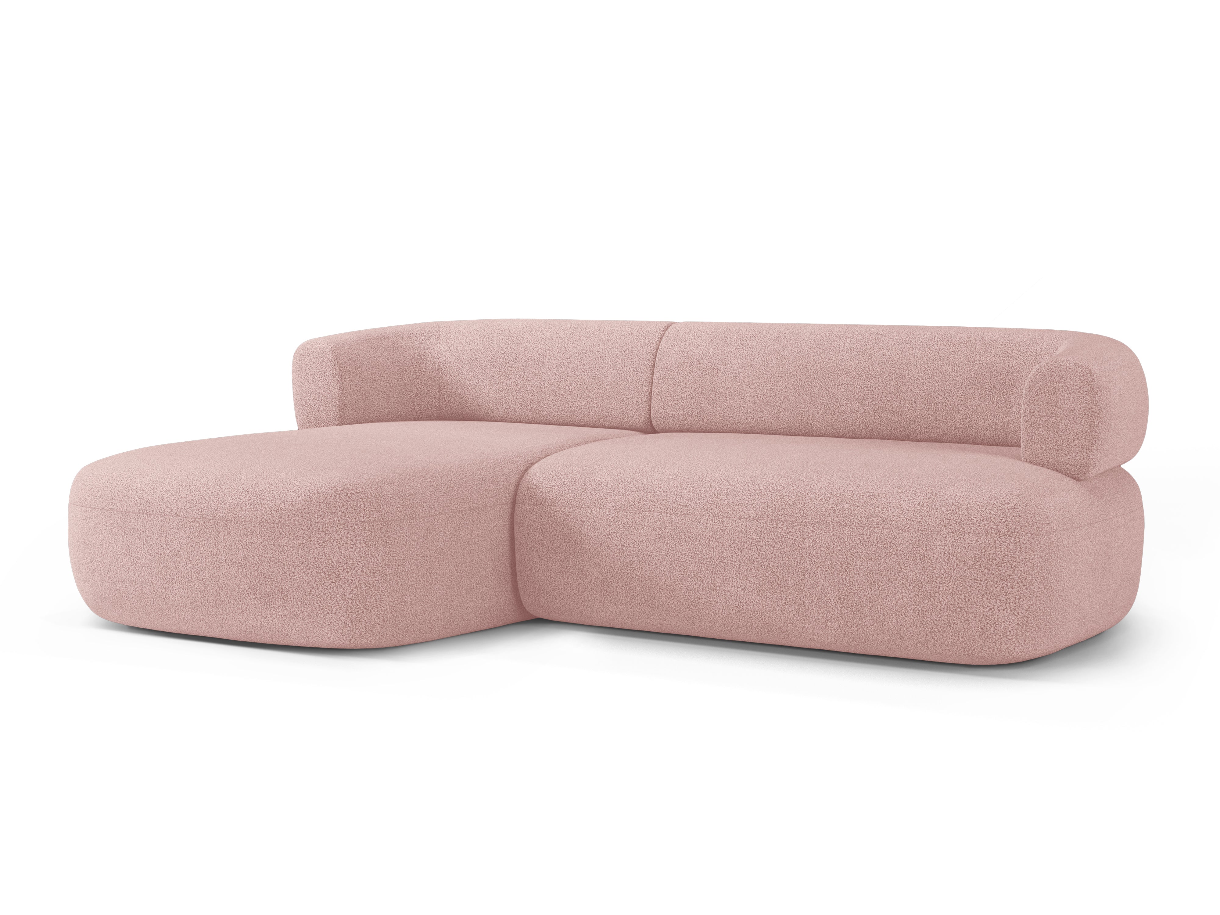 3-sitziger linker Ecksofa ALDRIN in pudrigem Rosa Boucle