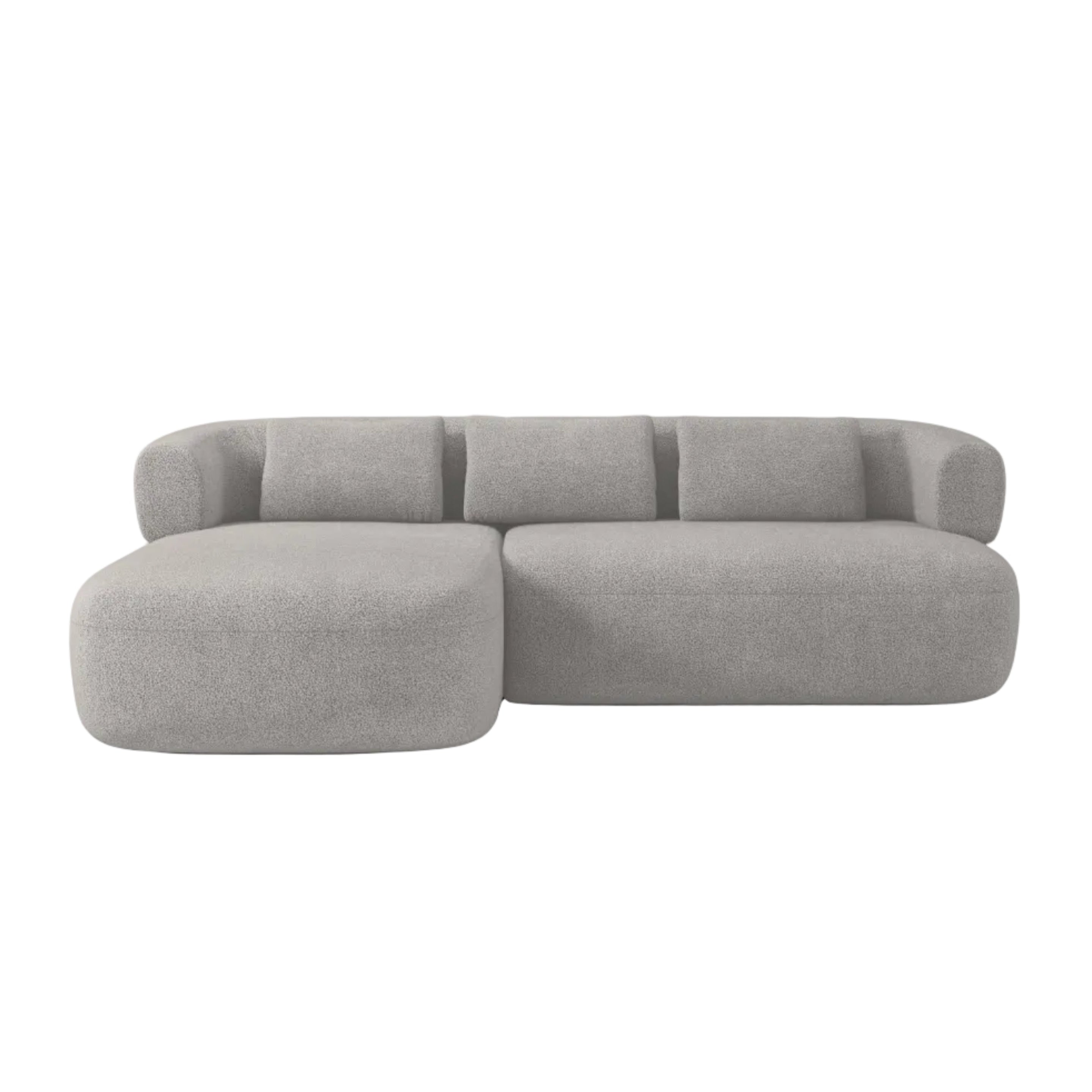 3-sitziger linker Ecksofa ALDRIN in hellgrauem Boucle