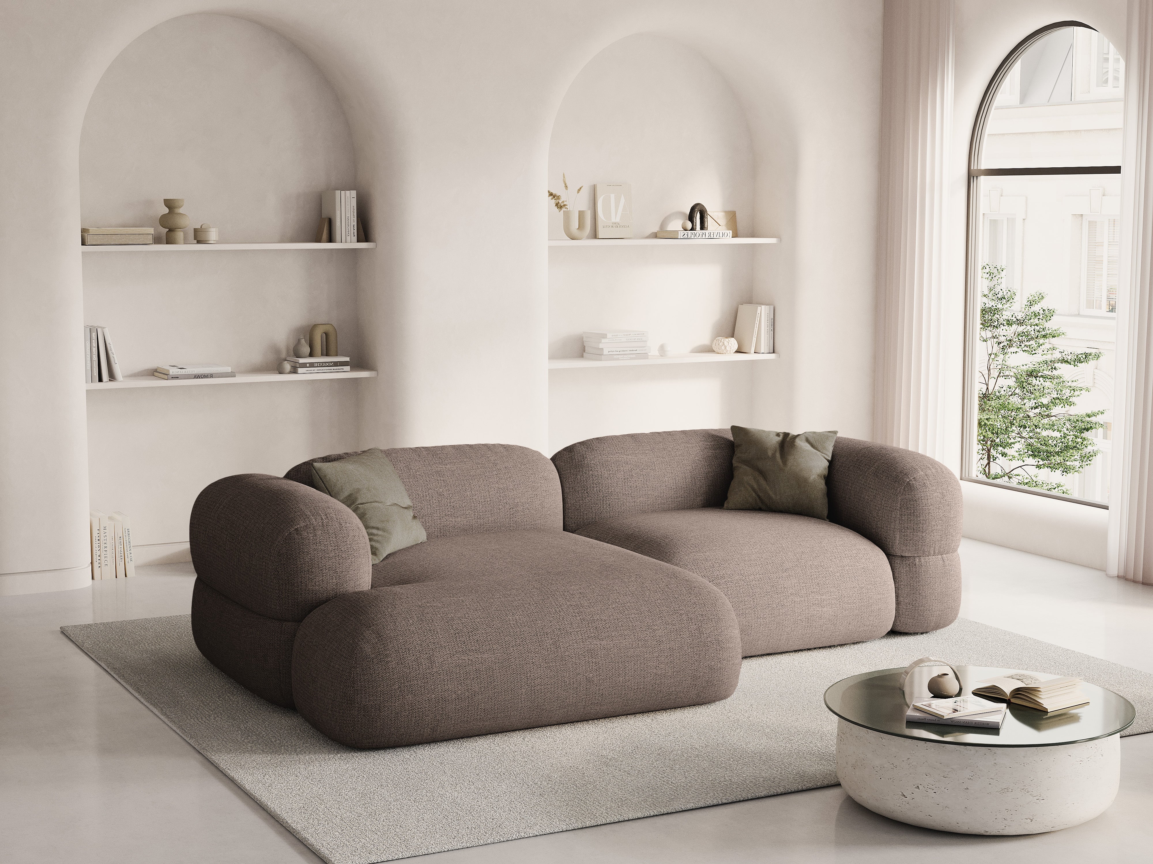 Linksseitige Eckcouch ROGER cappuccino Chenille