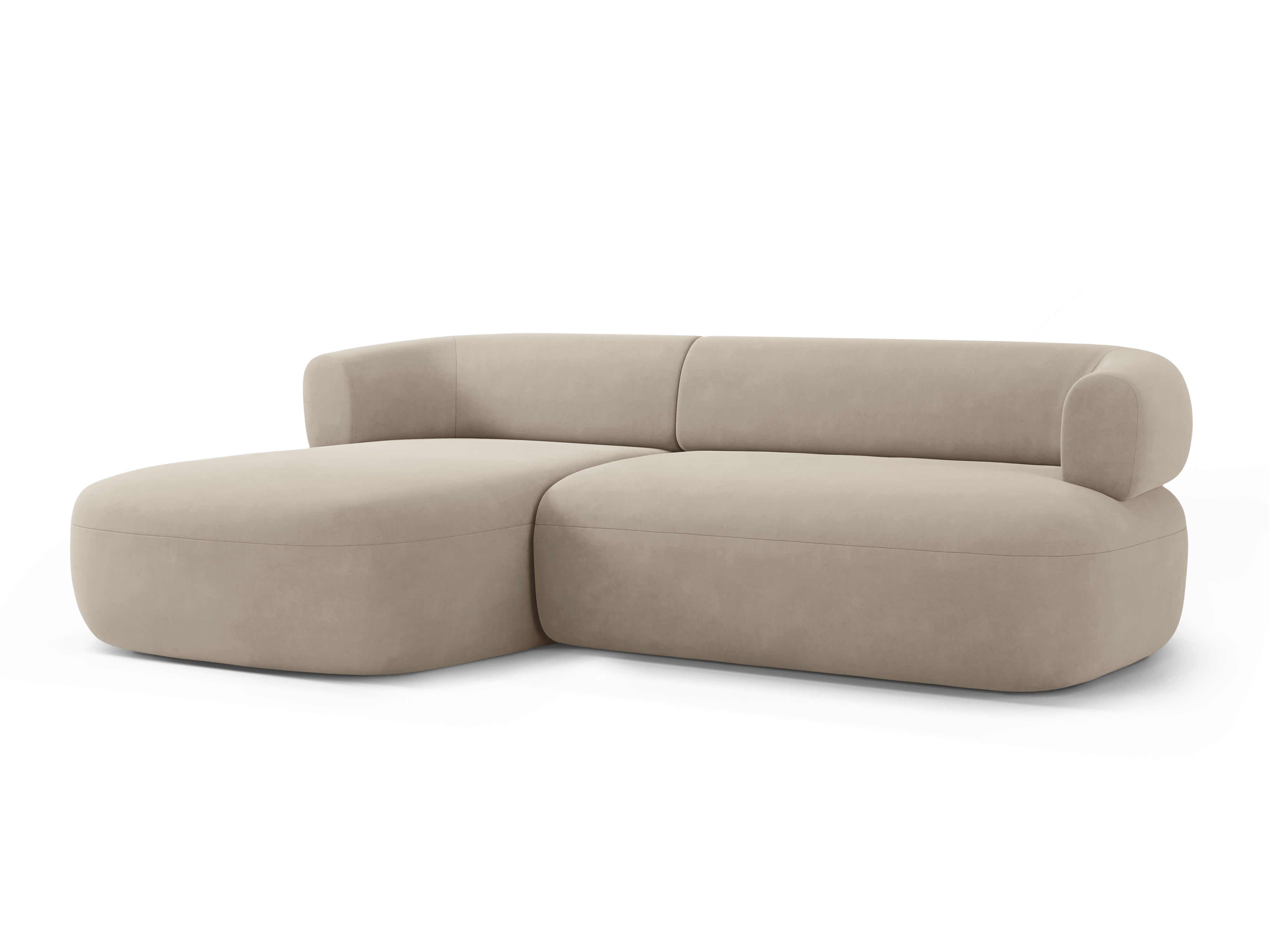 Samt-Ecksofa für 3 Personen links ALDRIN in Beige