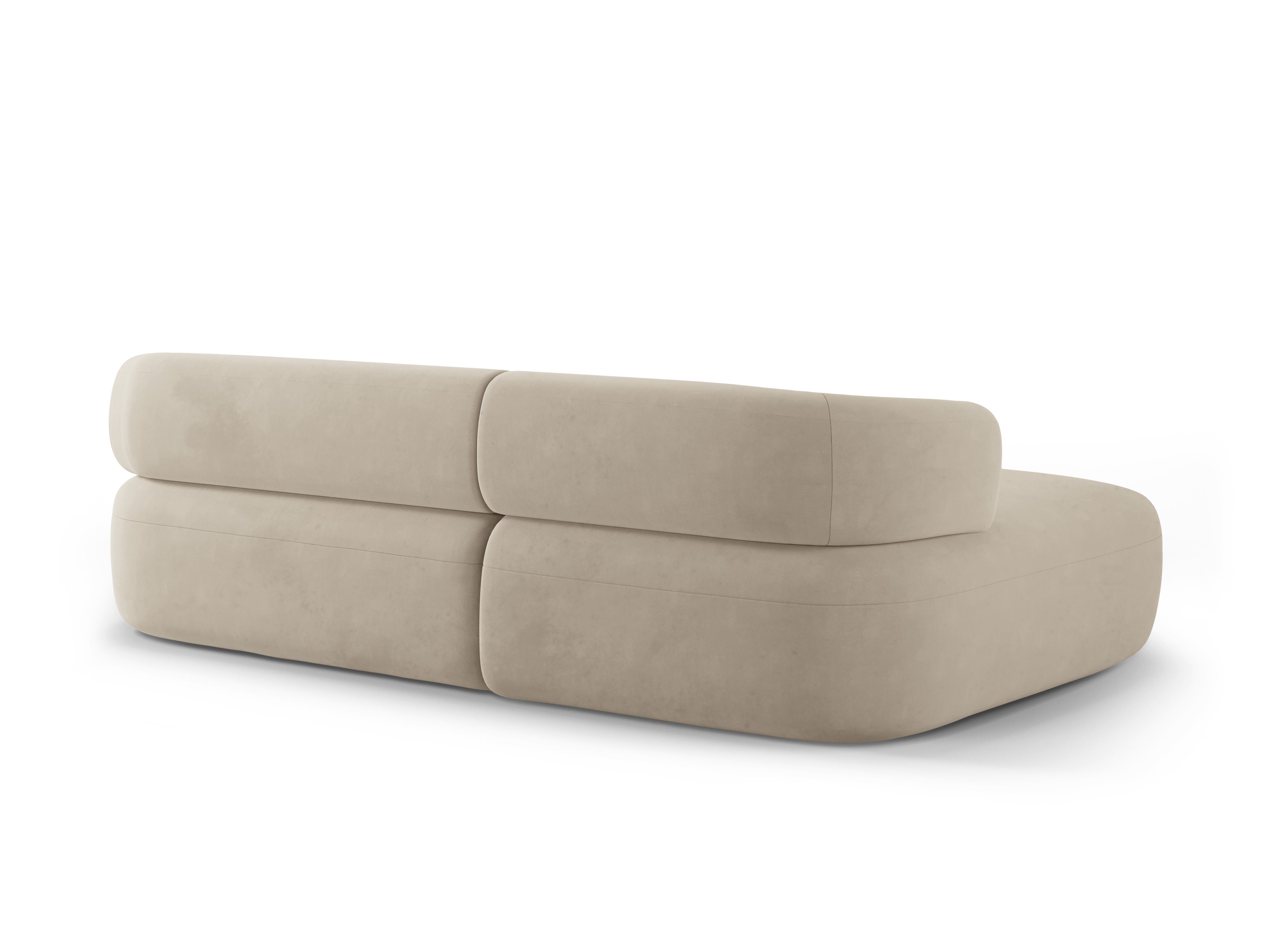 Samt-Ecksofa für 3 Personen links ALDRIN in Beige