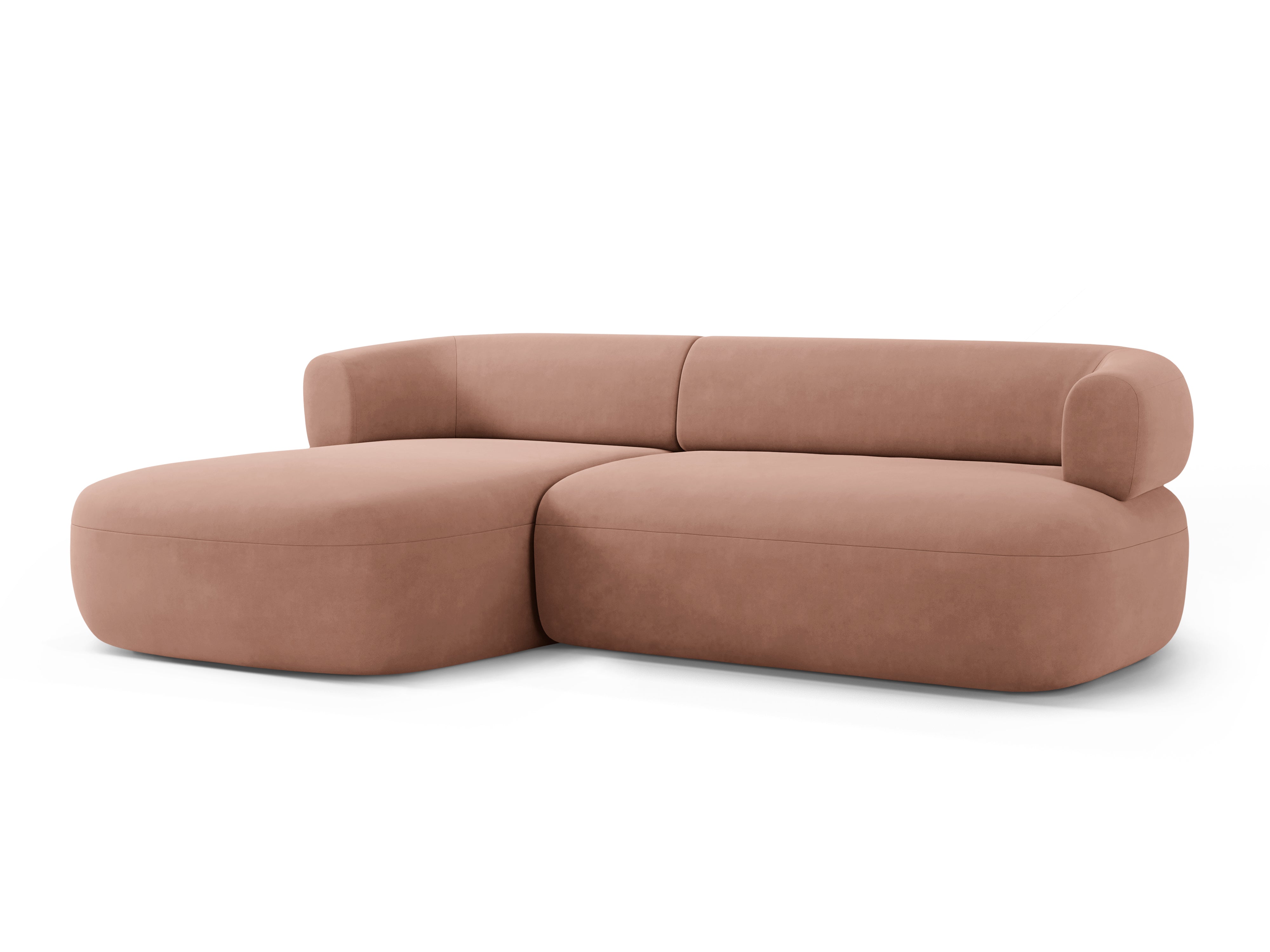 Samt-Ecksofa für 3 Personen, linksseitig, ALDRIN in Rosa