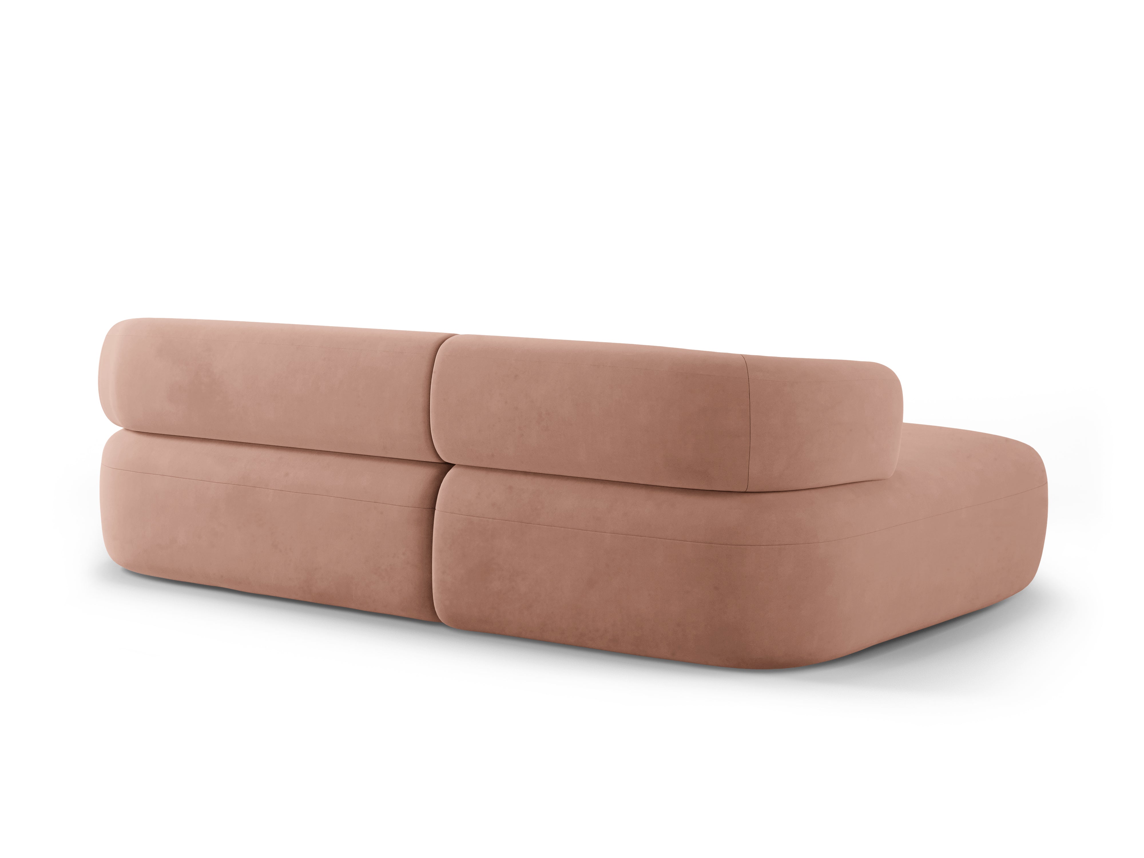 Samt-Ecksofa für 3 Personen, linksseitig, ALDRIN in Rosa