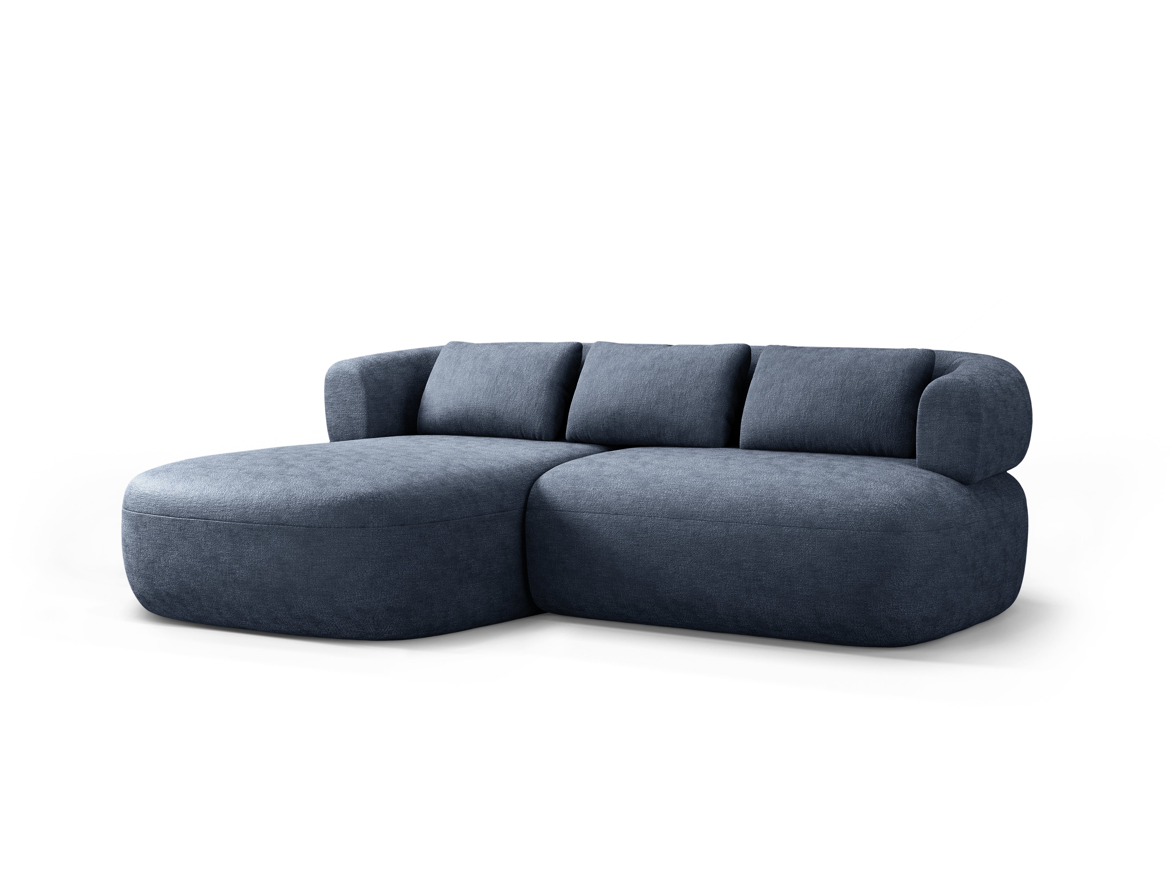 Zweisitzige linke Eckcouch ALDRIN in marineblauem Chenille