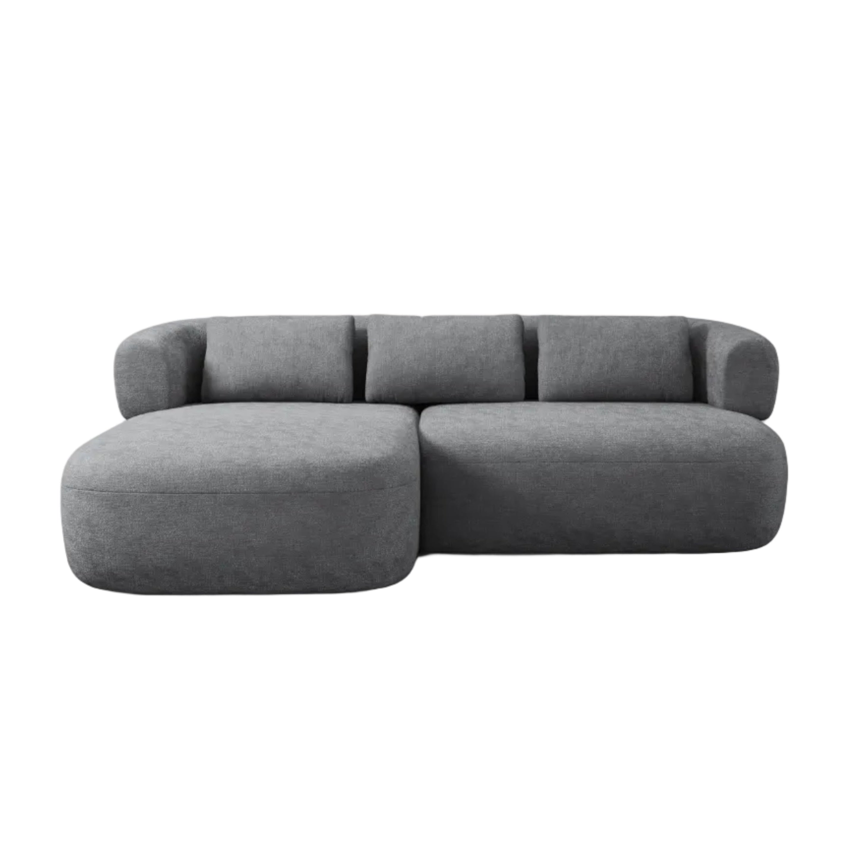 Zweisitzer-Ecksofa links ALDRIN in dunkelgrauem Chenille