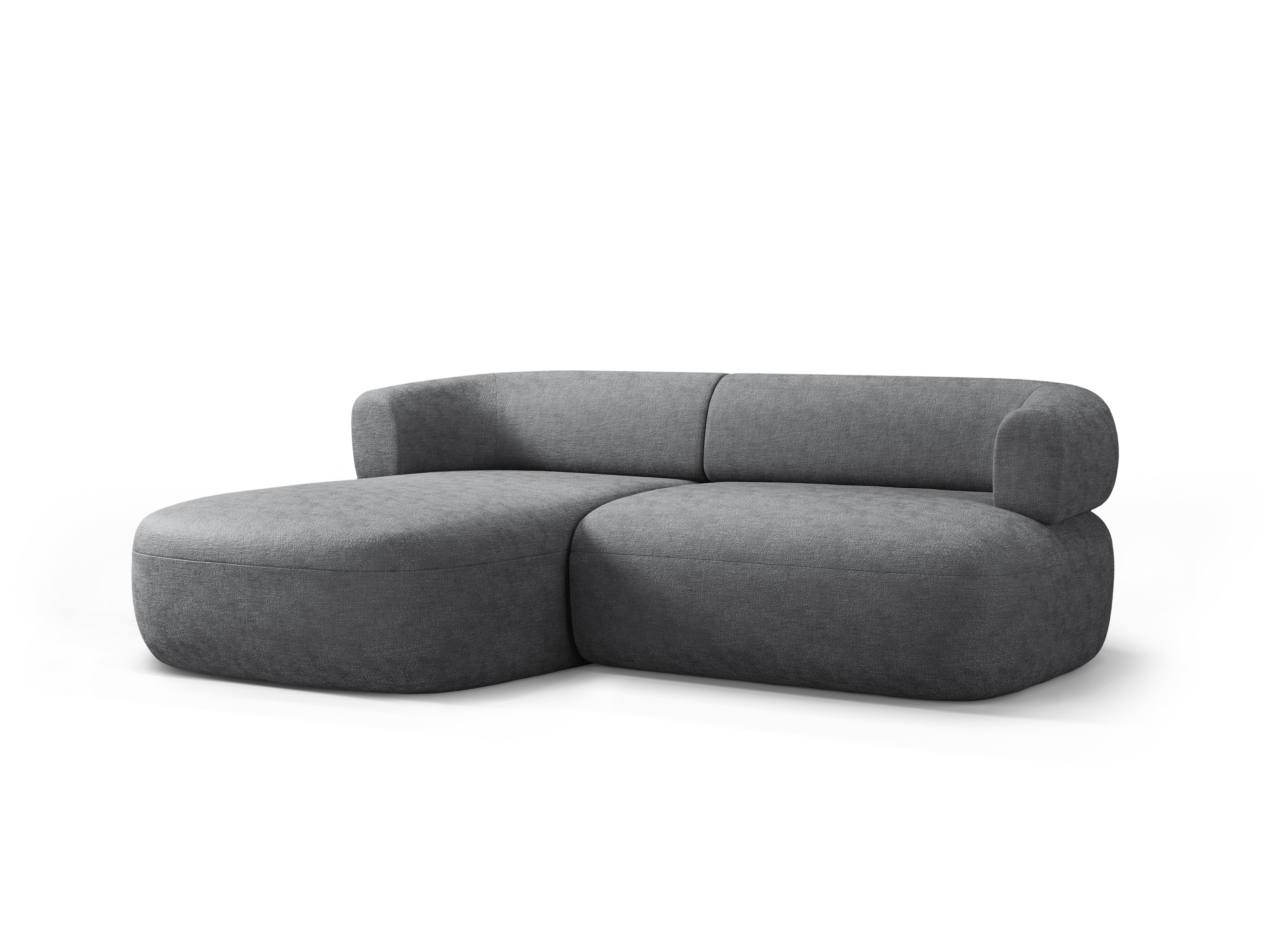 Zweisitzer-Ecksofa links ALDRIN in dunkelgrauem Chenille
