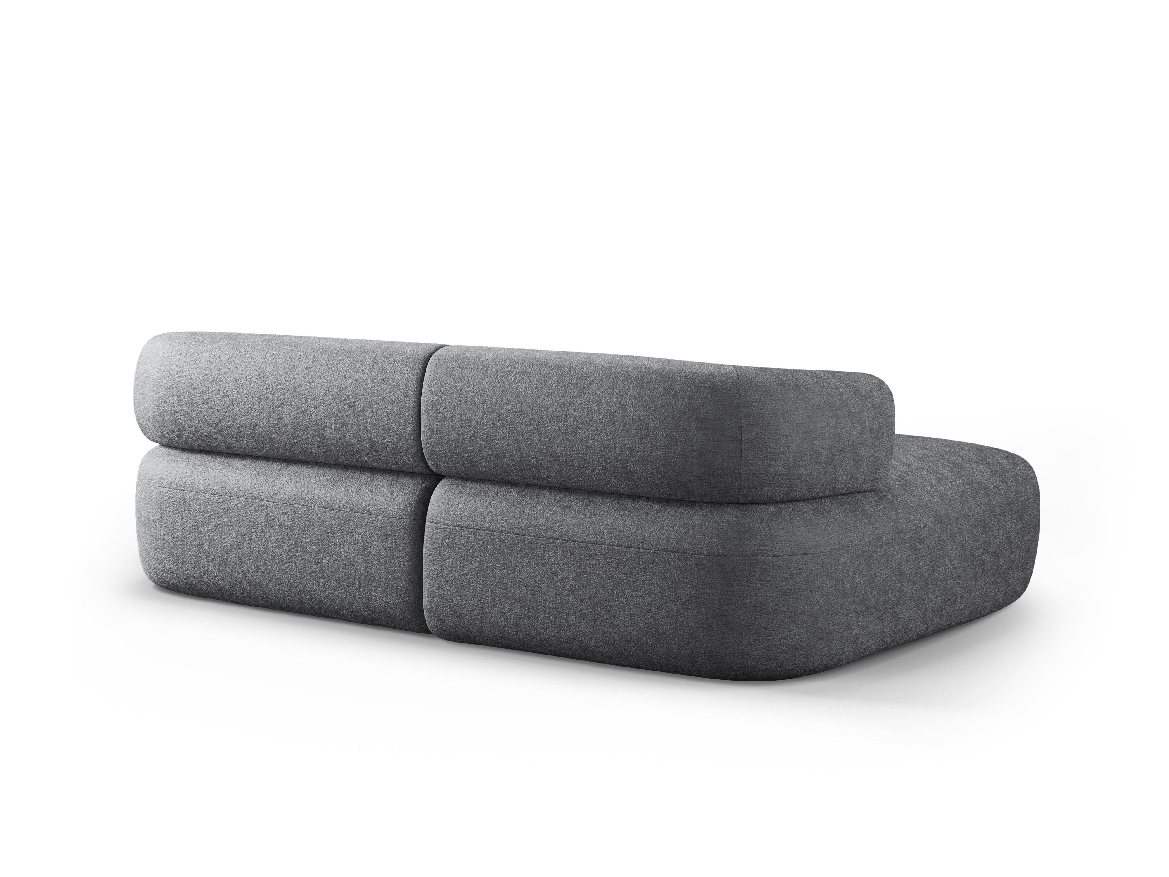 Zweisitzer-Ecksofa links ALDRIN in dunkelgrauem Chenille