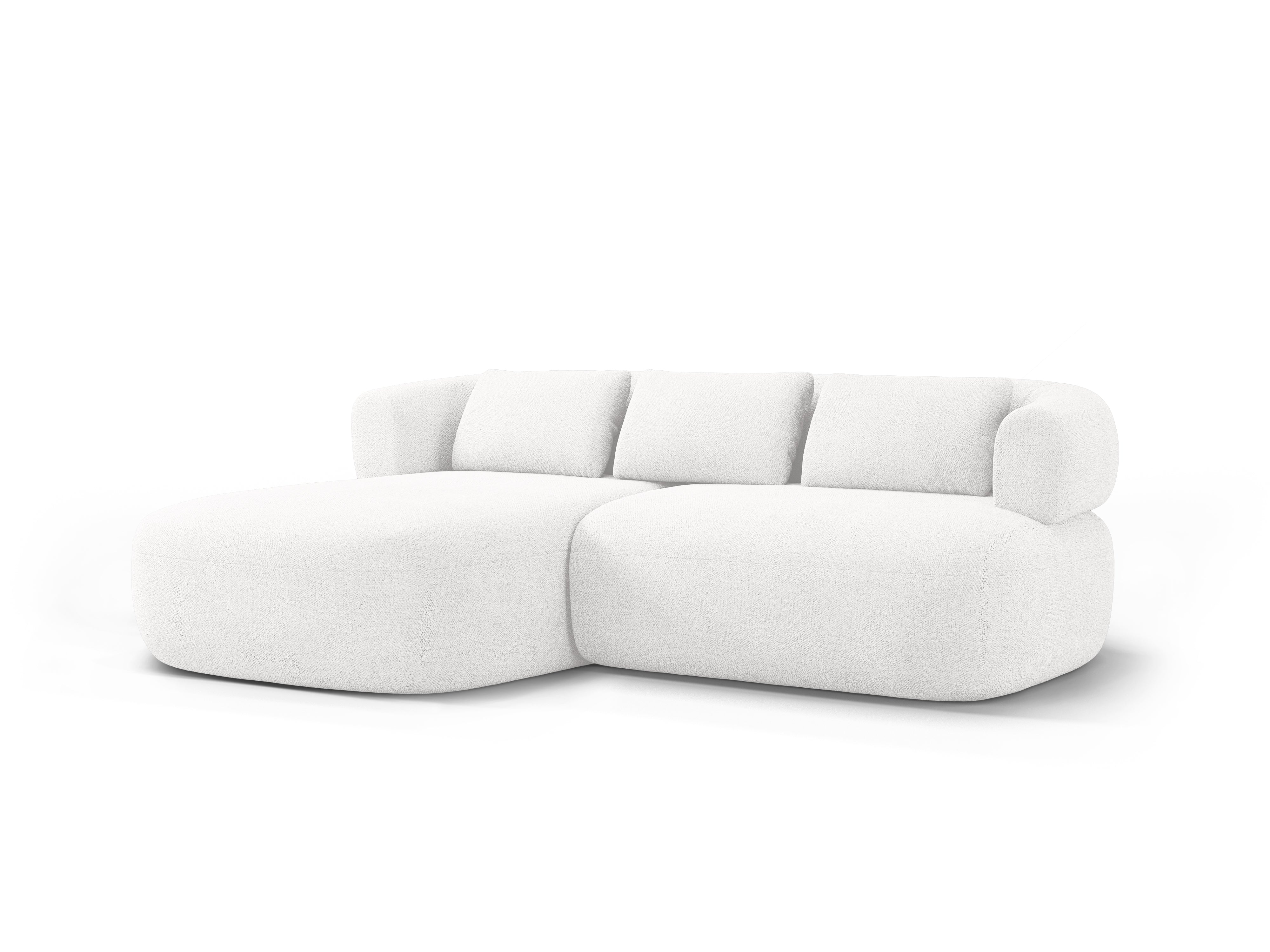 Zweisitzer-Ecksofa links ALDRIN in weißem Boucle
