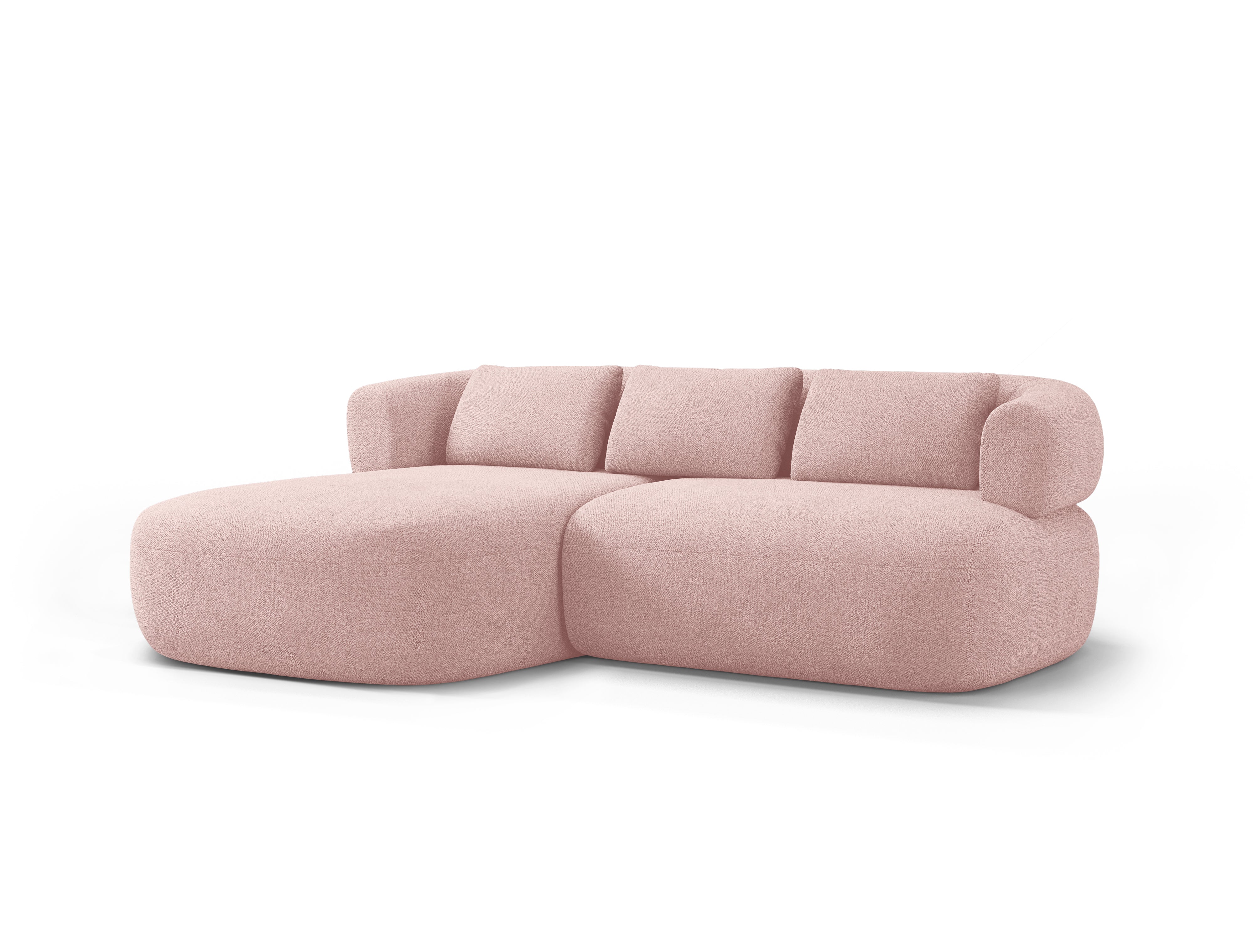 Zweisitzer-Ecksofa ALDRIN in pudrigem Rosa Boucle, linksseitig