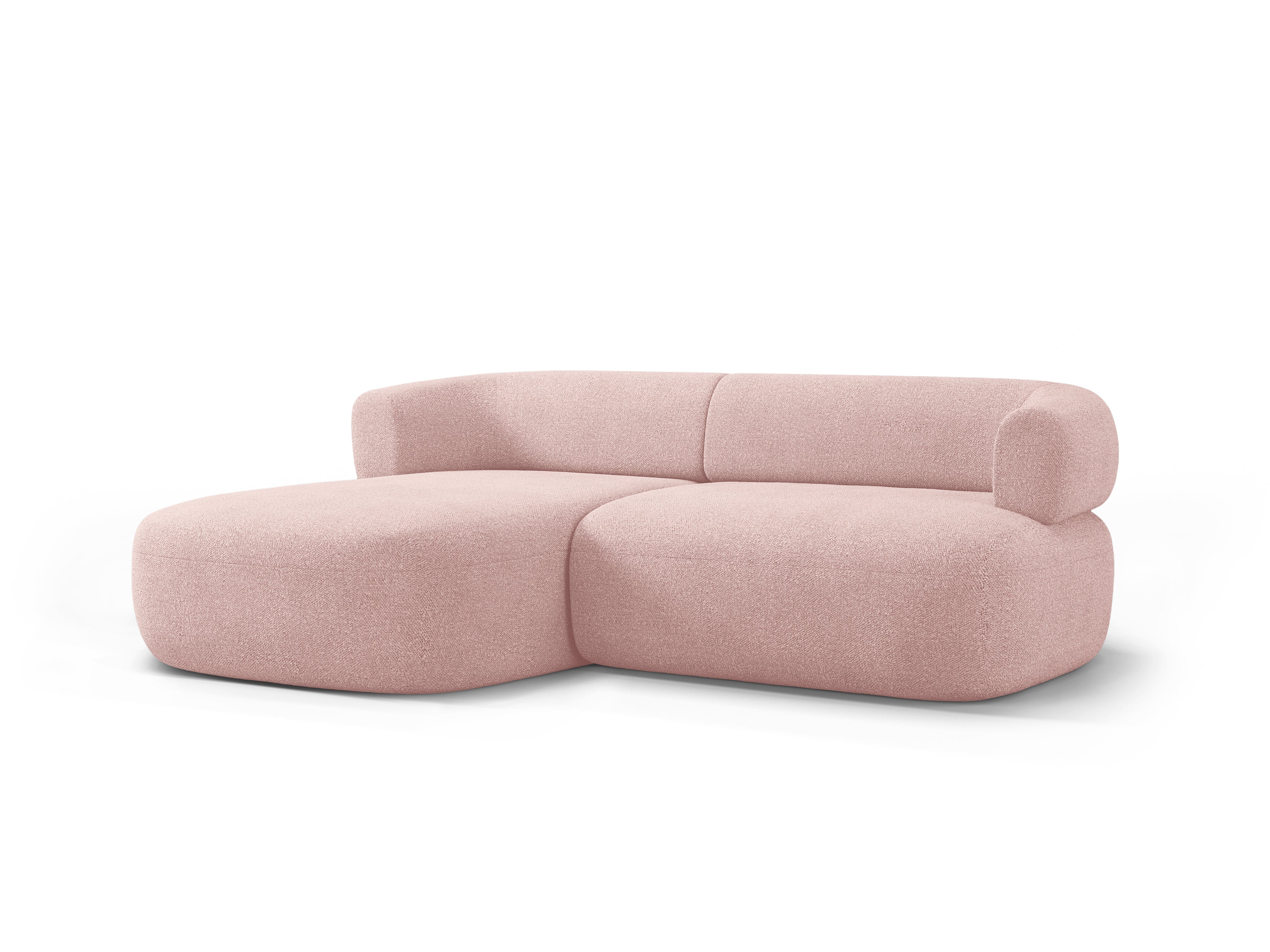 Zweisitzer-Ecksofa ALDRIN in pudrigem Rosa Boucle, linksseitig