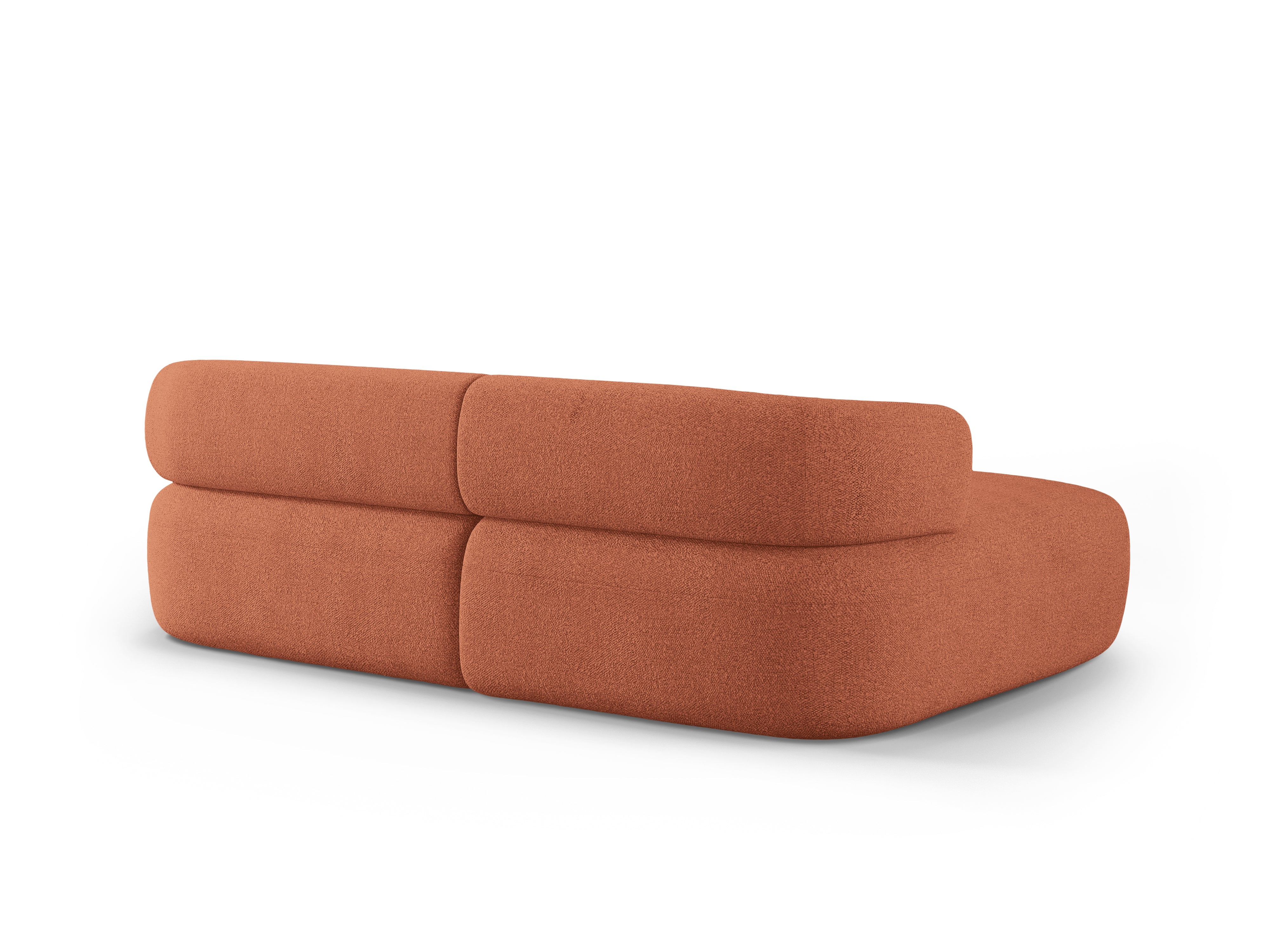 Zweisitzer-Ecksofa links ALDRIN in ziegelrotem Boucle