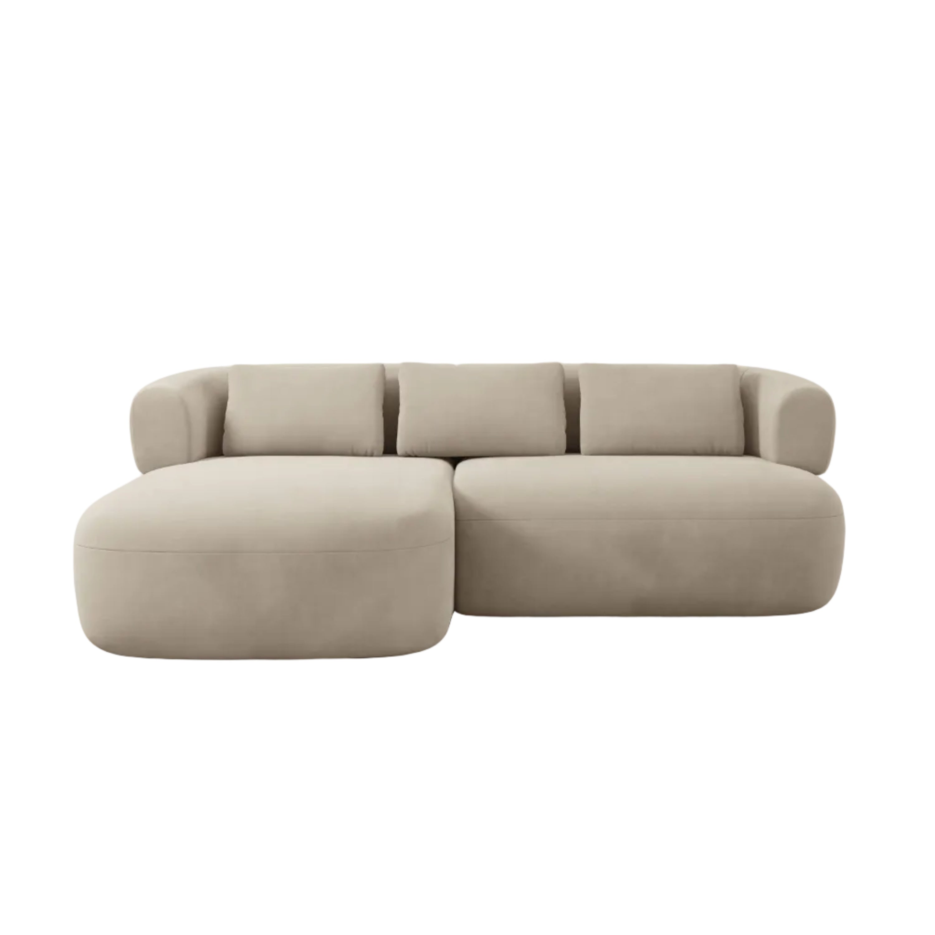 Beiger, linksseitiger 2-Sitzer-Samt-Sofa ALDRIN