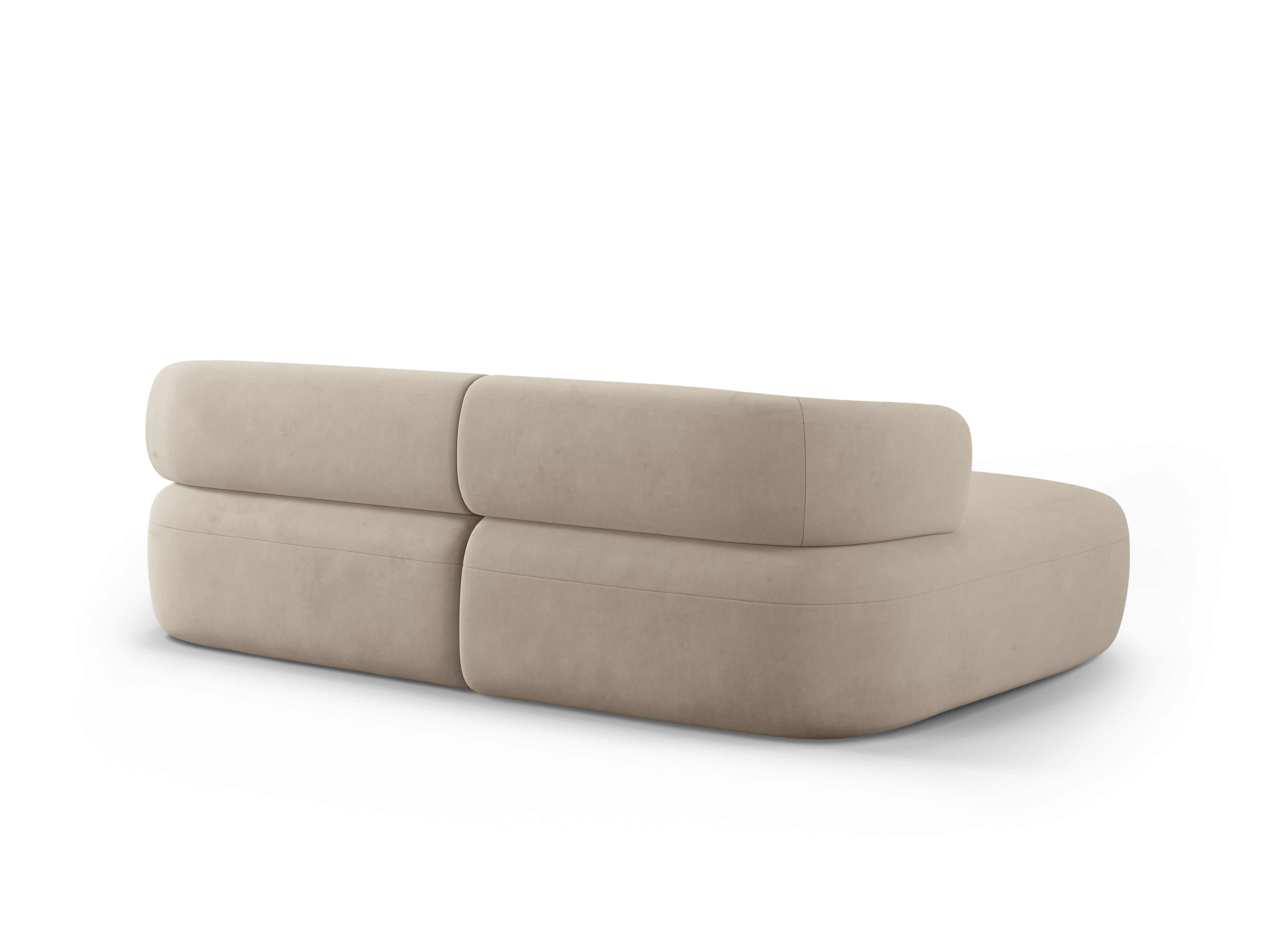 Beiger, linksseitiger 2-Sitzer-Samt-Sofa ALDRIN