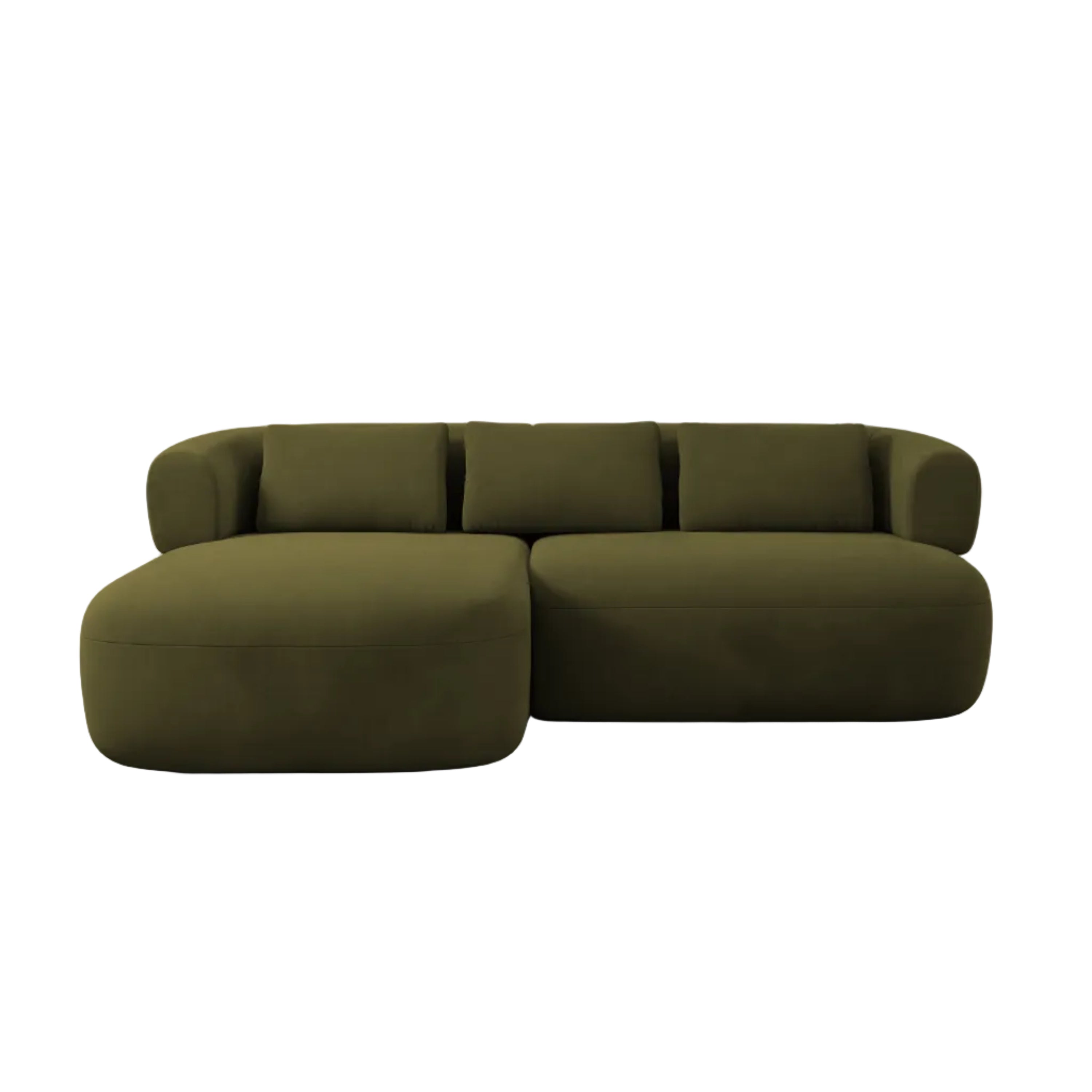 Samt-Ecksofa für 2 Personen, linksseitig, ALDRIN in Grün