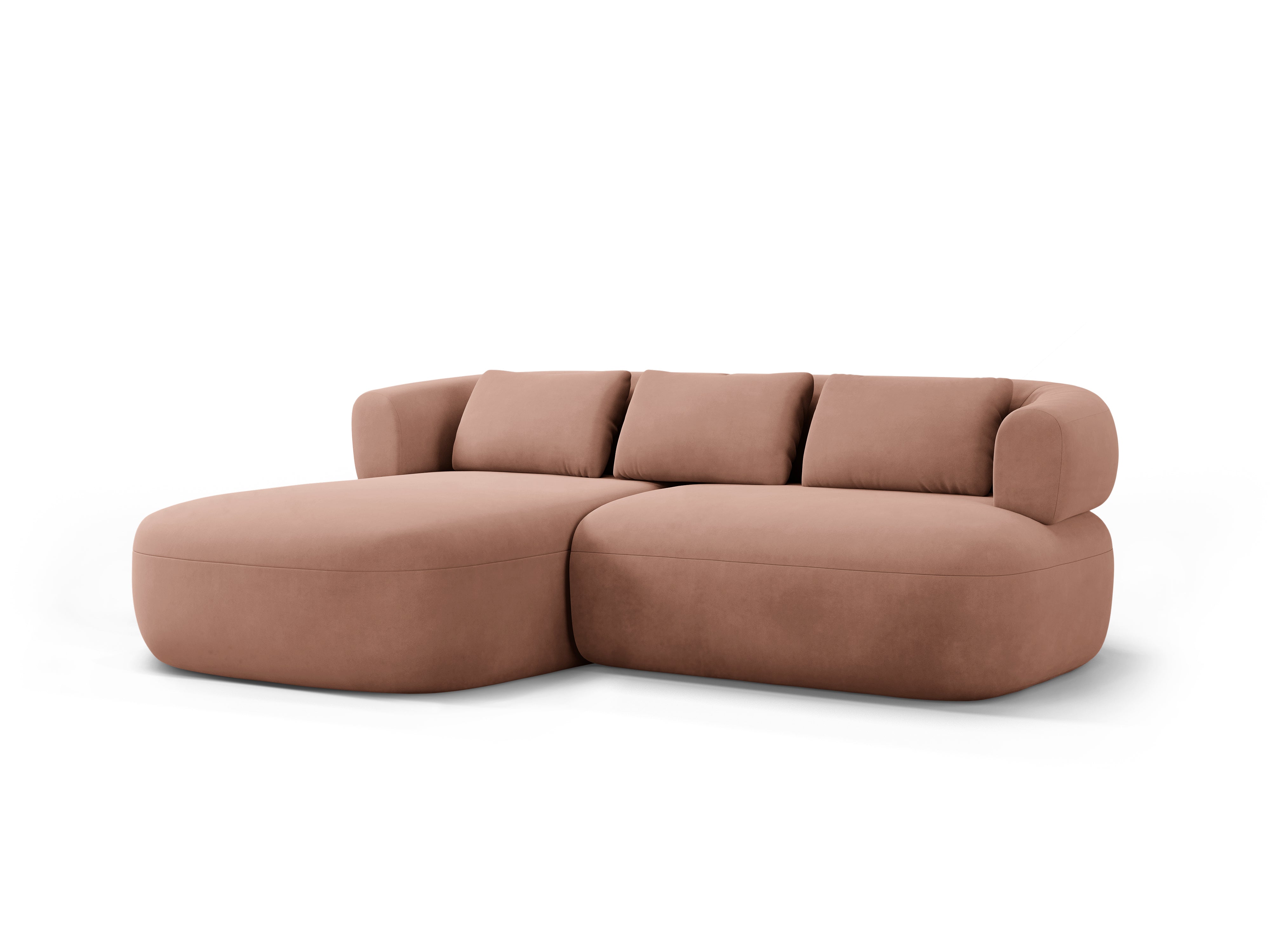 Samt-Ecksofa für 2 Personen, links ALDRIN, rosa
