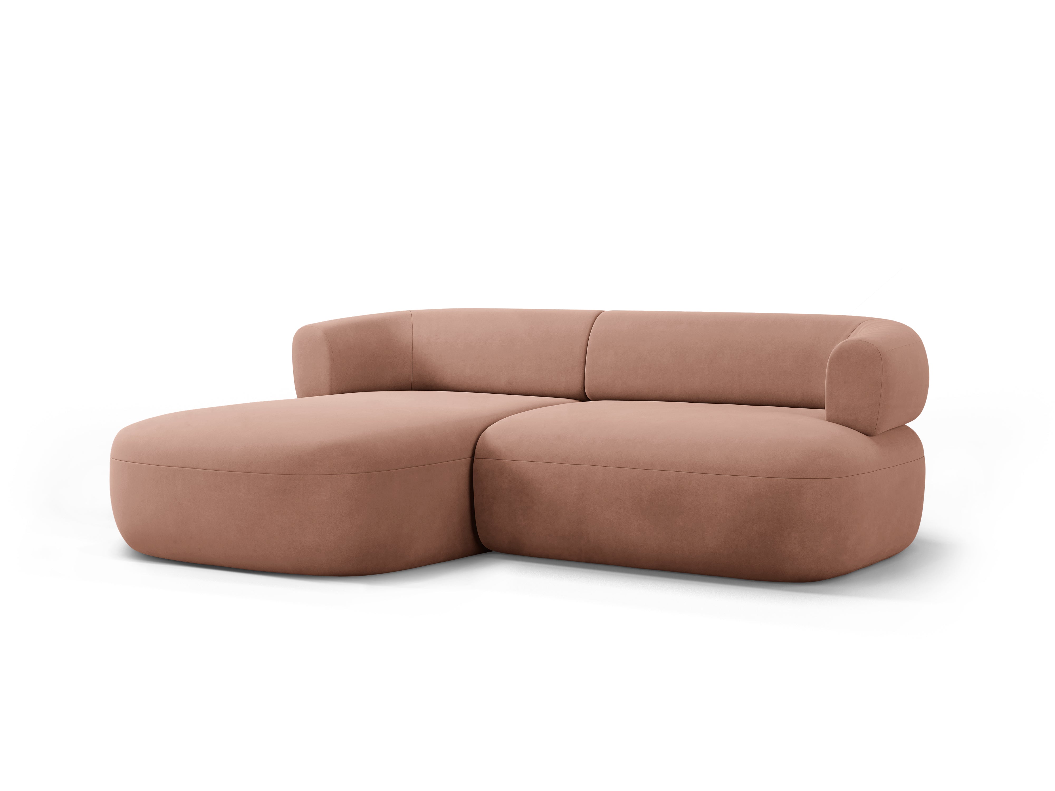 Samt-Ecksofa für 2 Personen, links ALDRIN, rosa